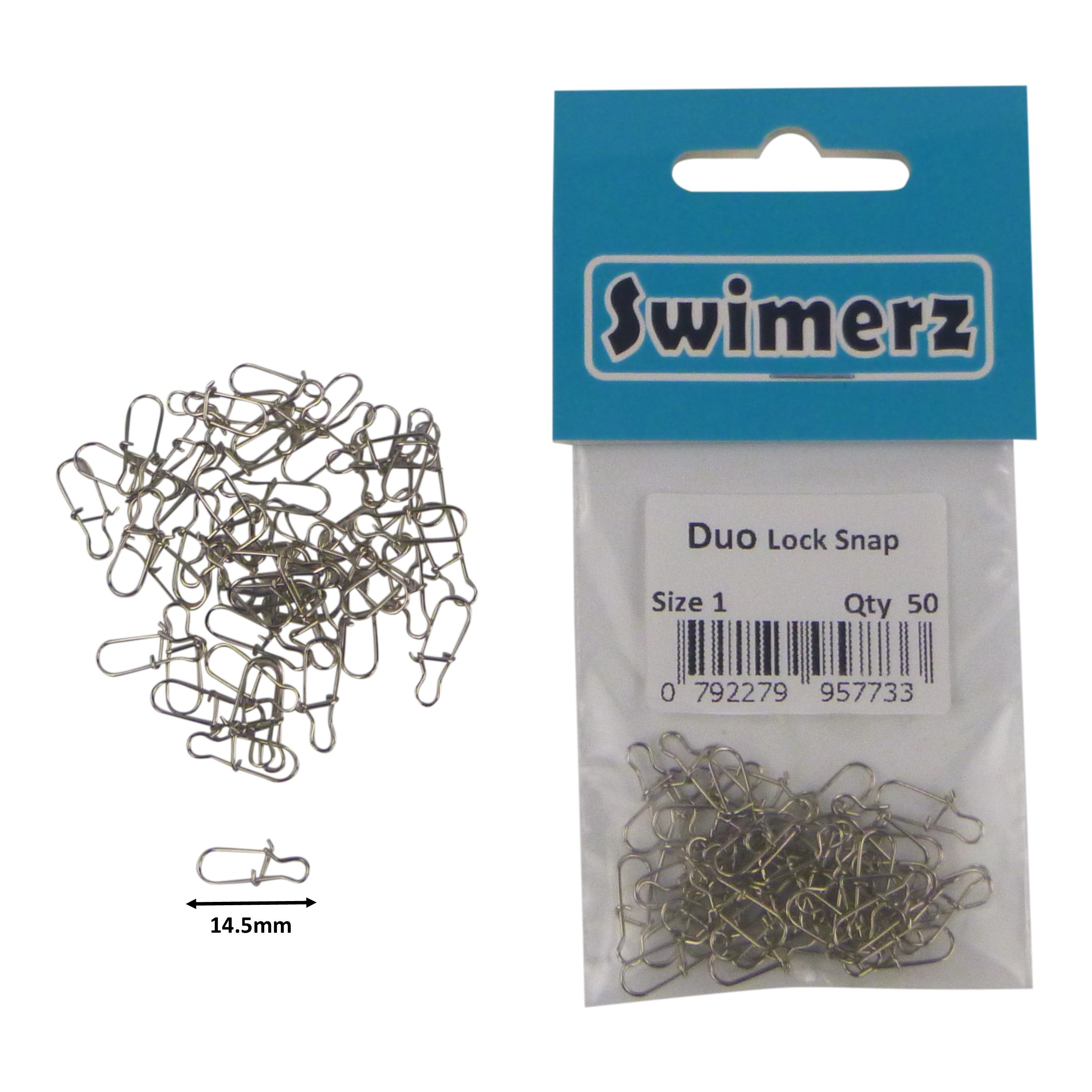 Fishing Tackle: Swimerz Duo Lock Snaps Size 1. Pack 50 pack