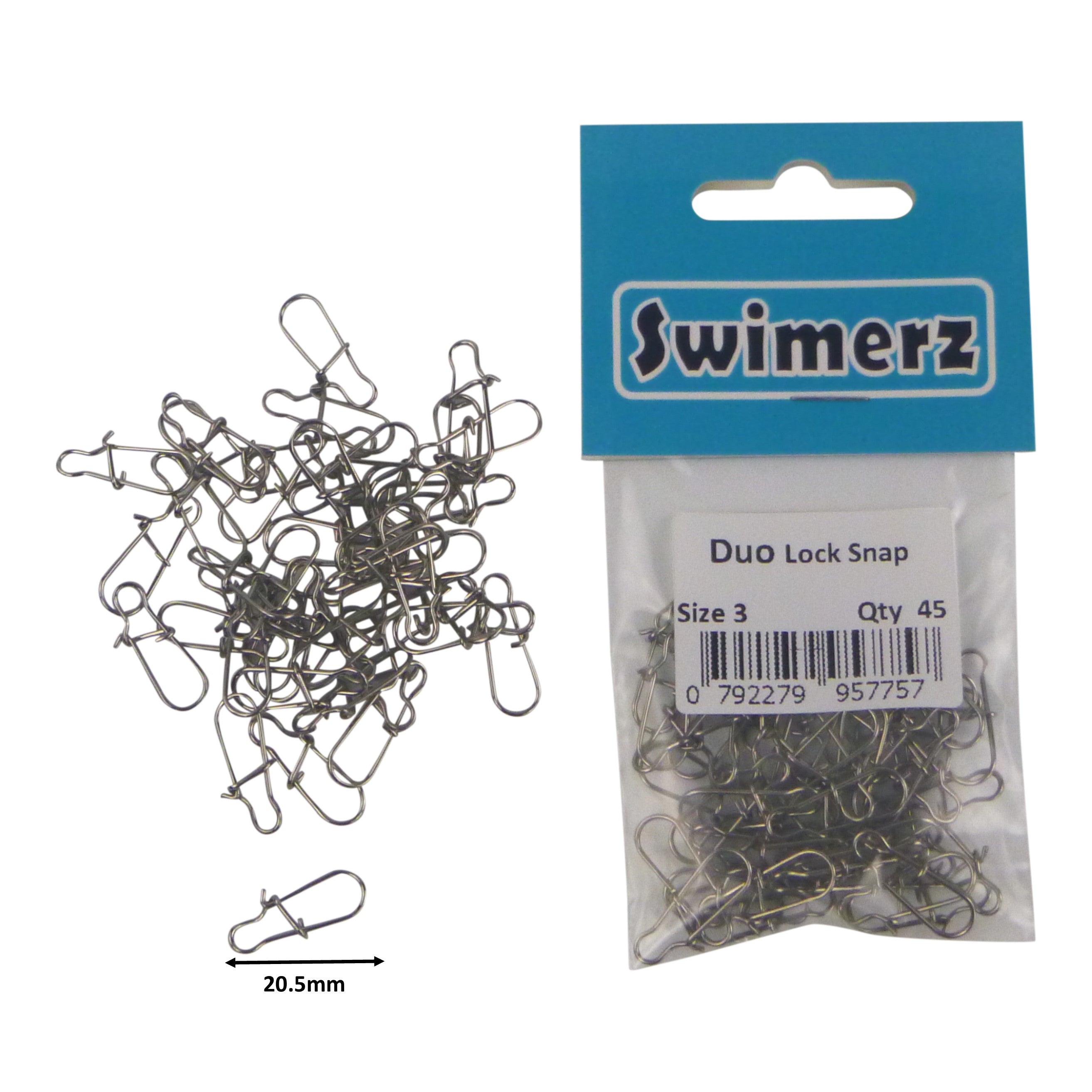 Fishing Tackle: Swimerz Duo Lock Snaps Size 3. Pack 45 pack