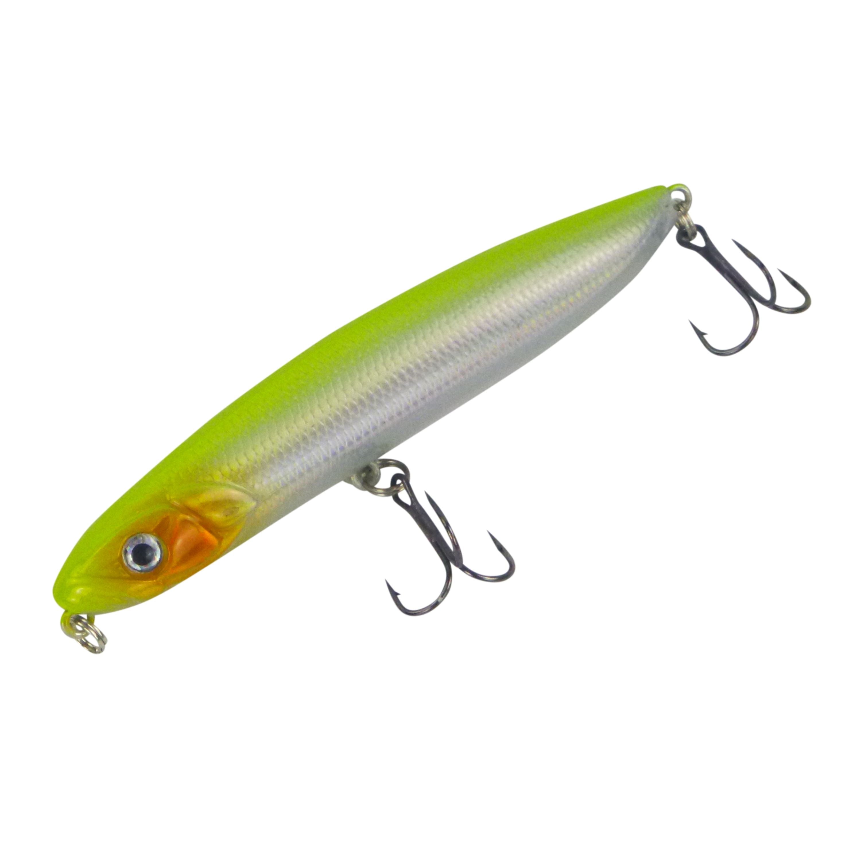 Fishing Tackle: Toppu Mizzu Stickbait, 95mm, Chartreuse Silver