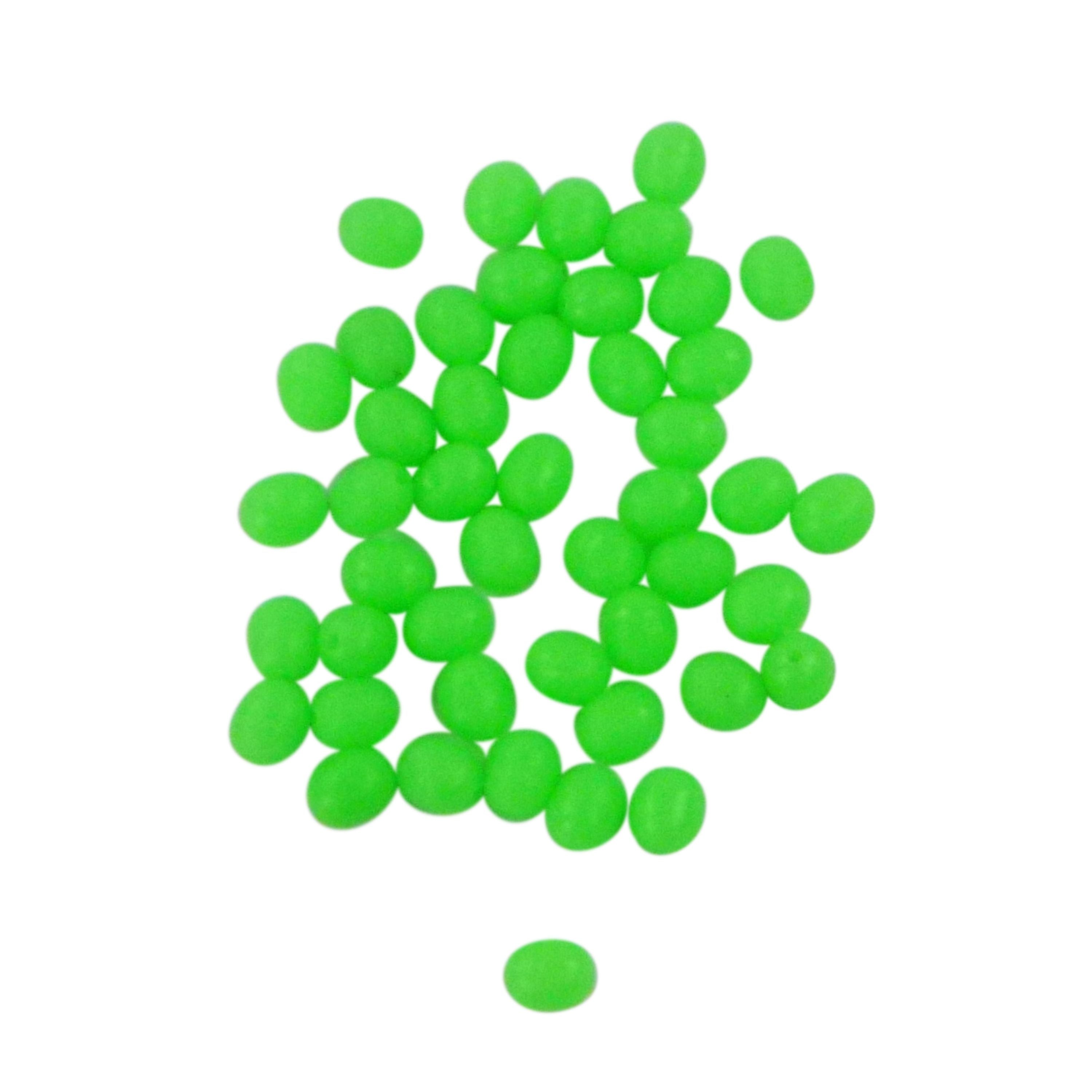 Fishing Tackle: Swimerz Beads, 6.4mmWx8.3mmL, Lumo Green Egg, 50 pack