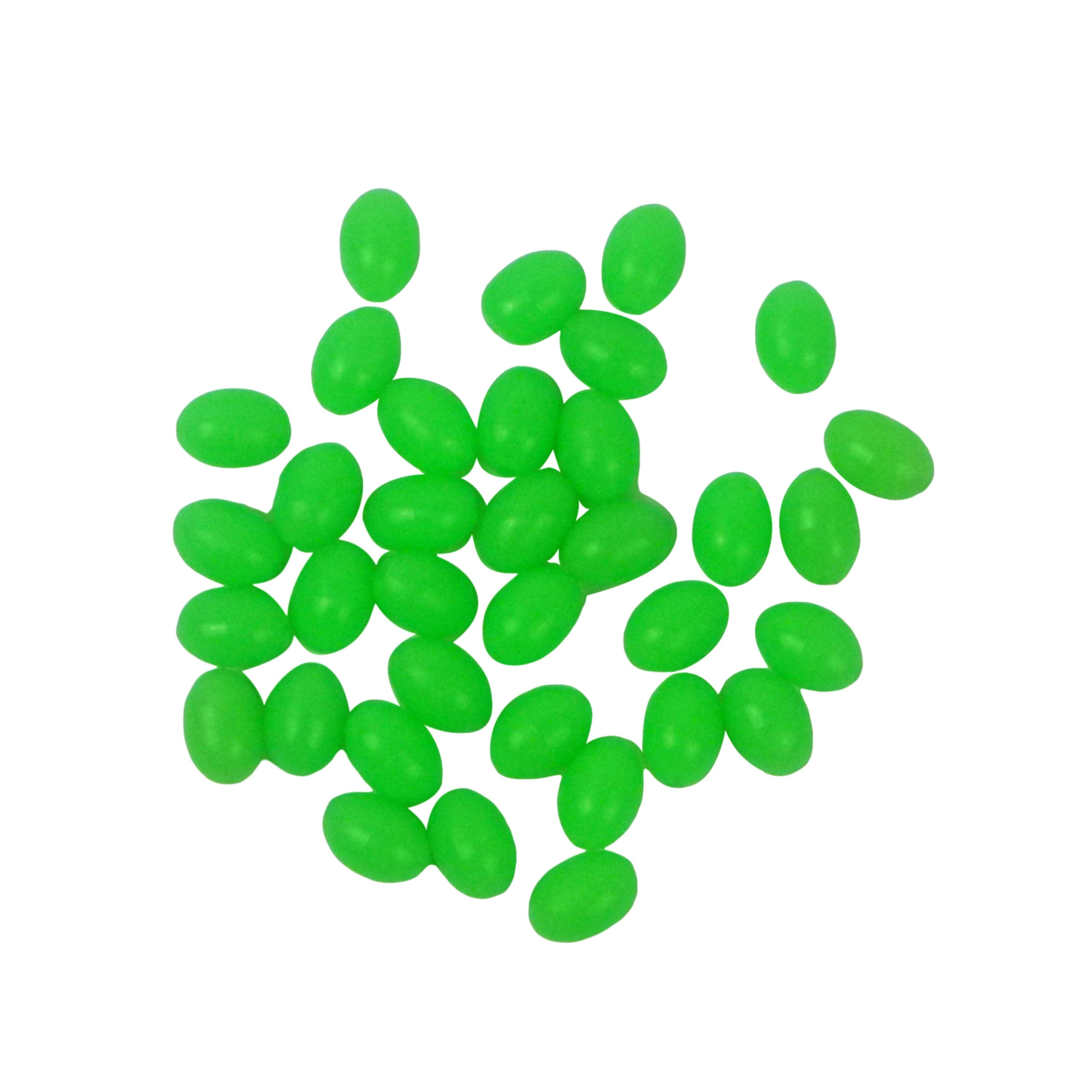 Fishing Tackle: Swimerz Beads, 10mmWx15mmL, Lumo Green Egg, 50 pack