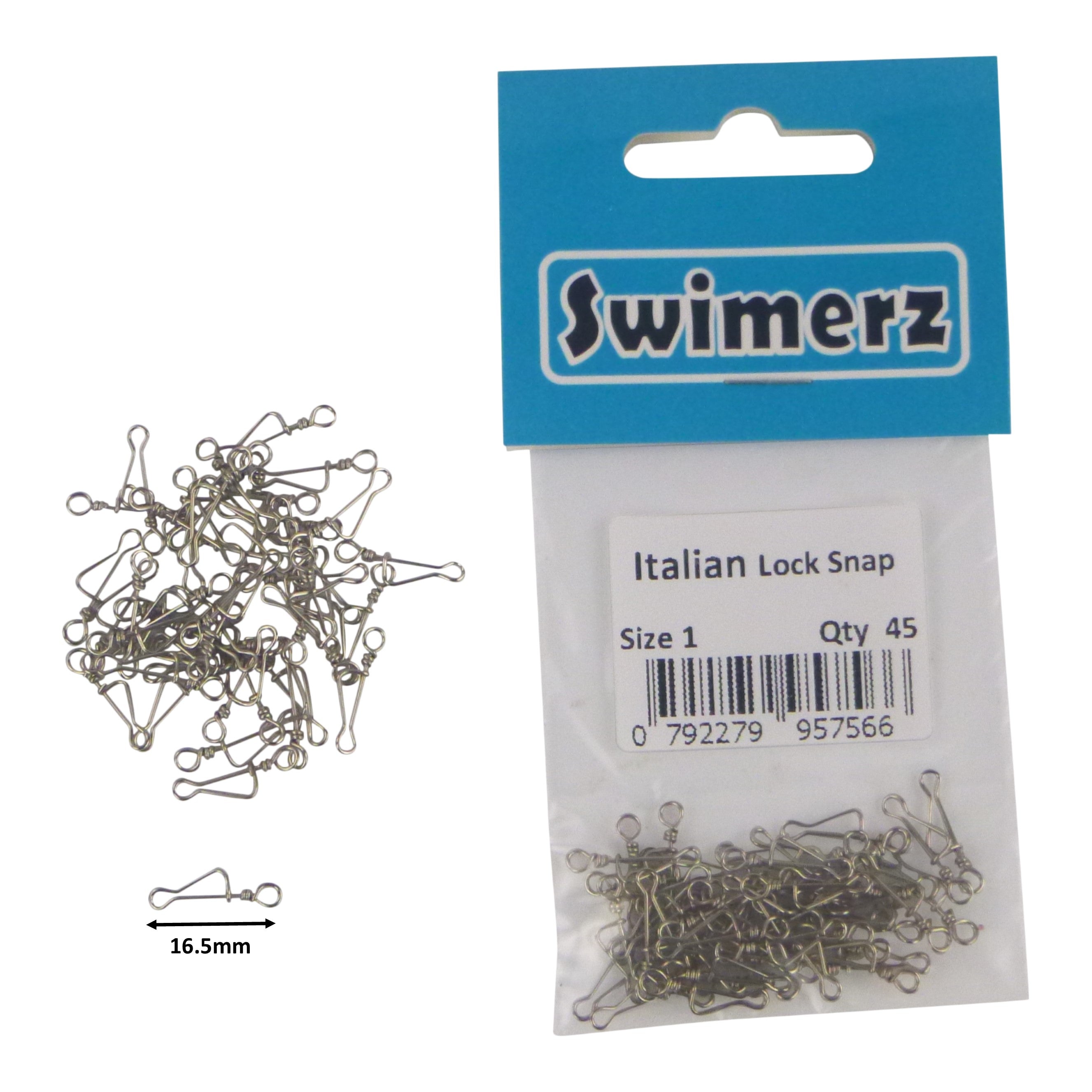 Fishing Tackle: Swimerz Italian Snap, Closed Eye, size 1, 45 pack