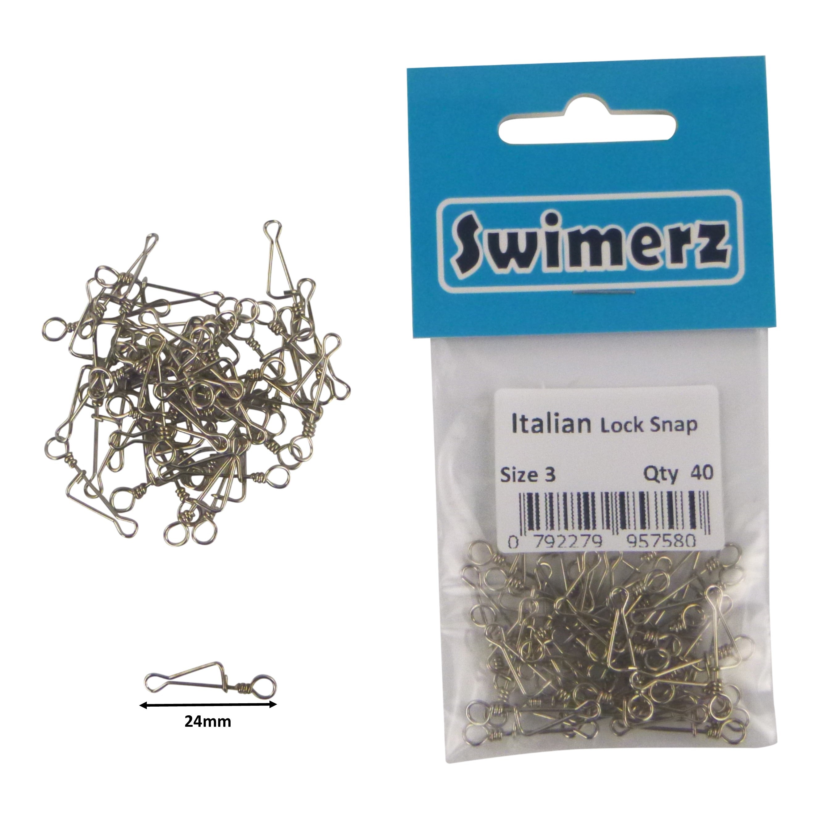 Fishing Tackle: Swimerz Italian Snap, Closed Eye, size 3, 40 pack