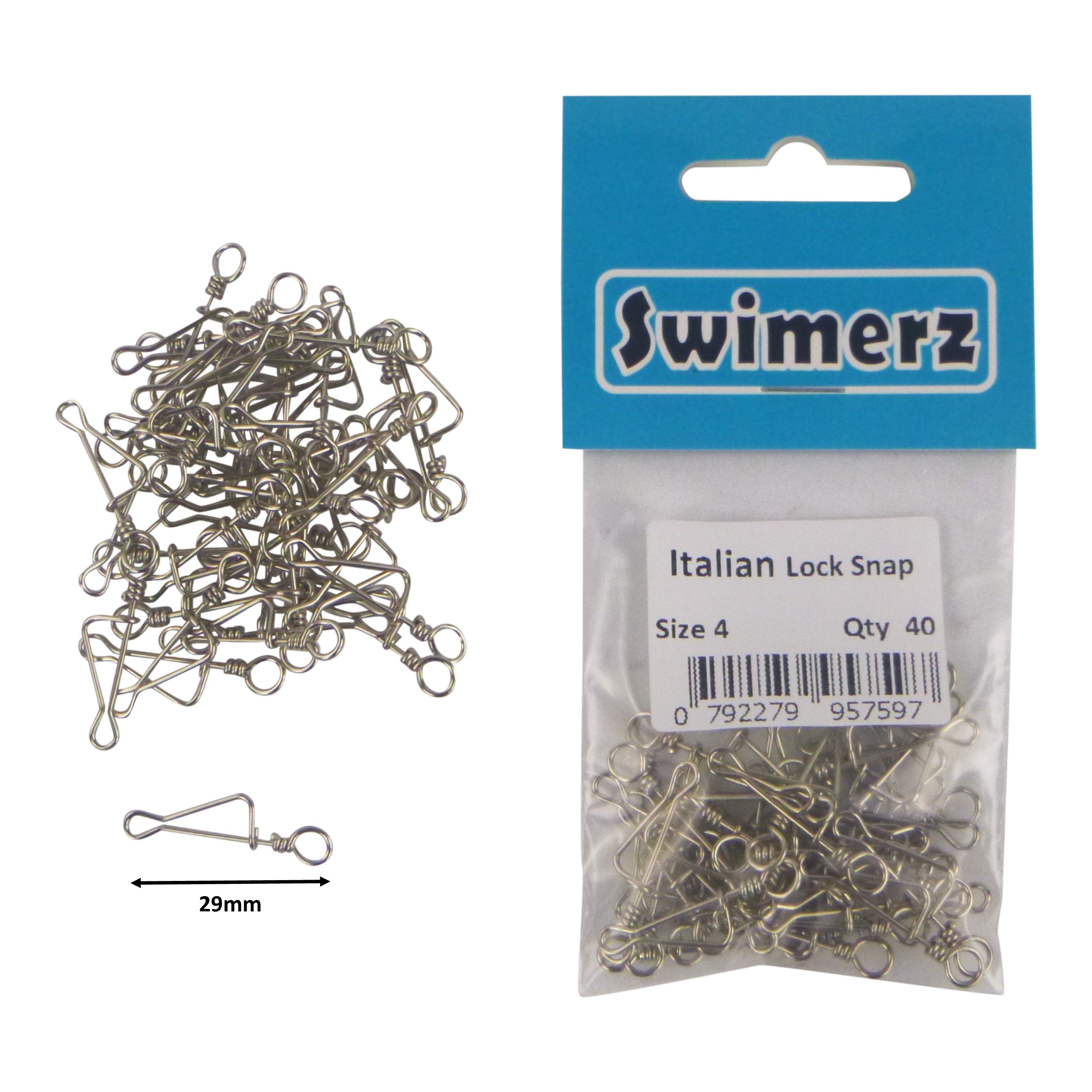 Fishing Tackle: Swimerz Italian Snap, Closed Eye, size 4, 40 pack
