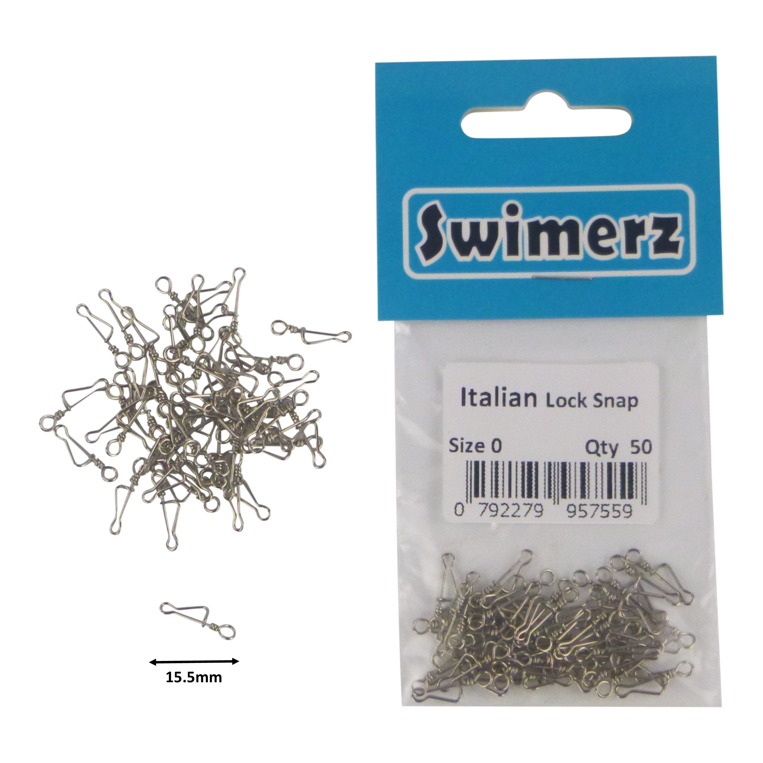 Fishing Tackle: Swimerz Italian Snap, Closed Eye, size 0, 50 pack