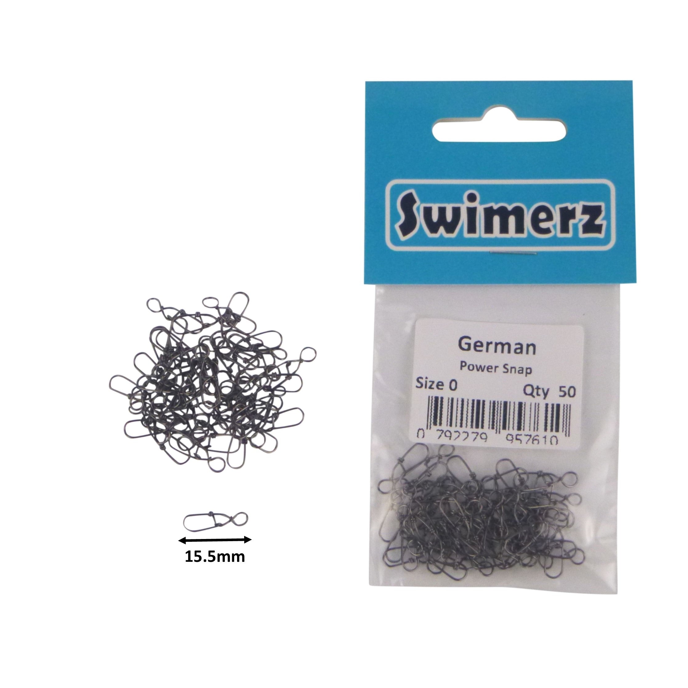 Fishing Tackle: Swimerz German Power Snap, Closed Eye, size 0, 50 pack