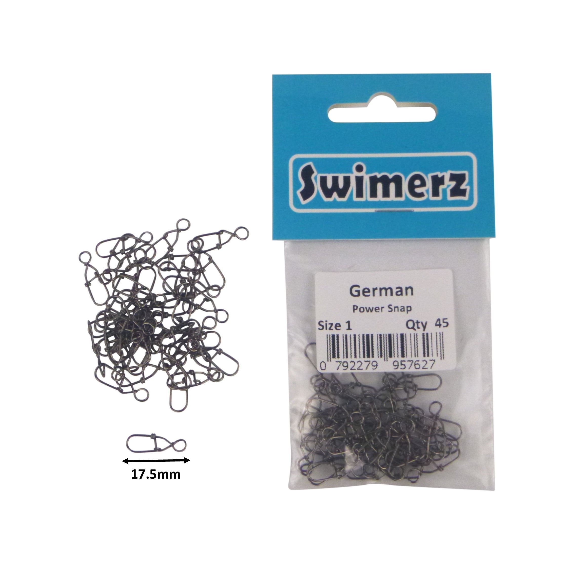 Fishing Tackle: Swimerz German Power Snap, Closed Eye, size 1, 45 pack