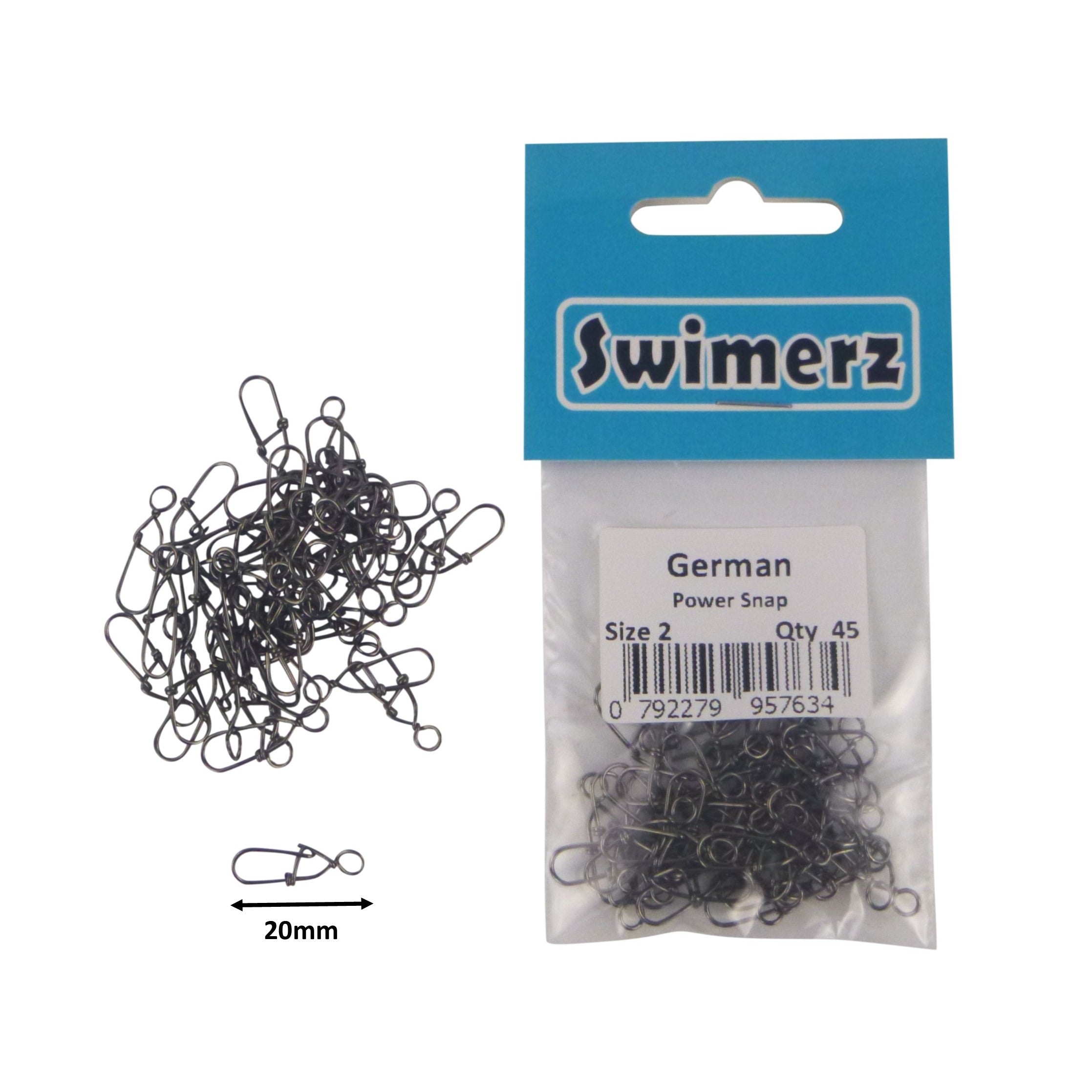 Fishing Tackle: Swimerz German Power Snap, Closed Eye, size 2, 45 pack