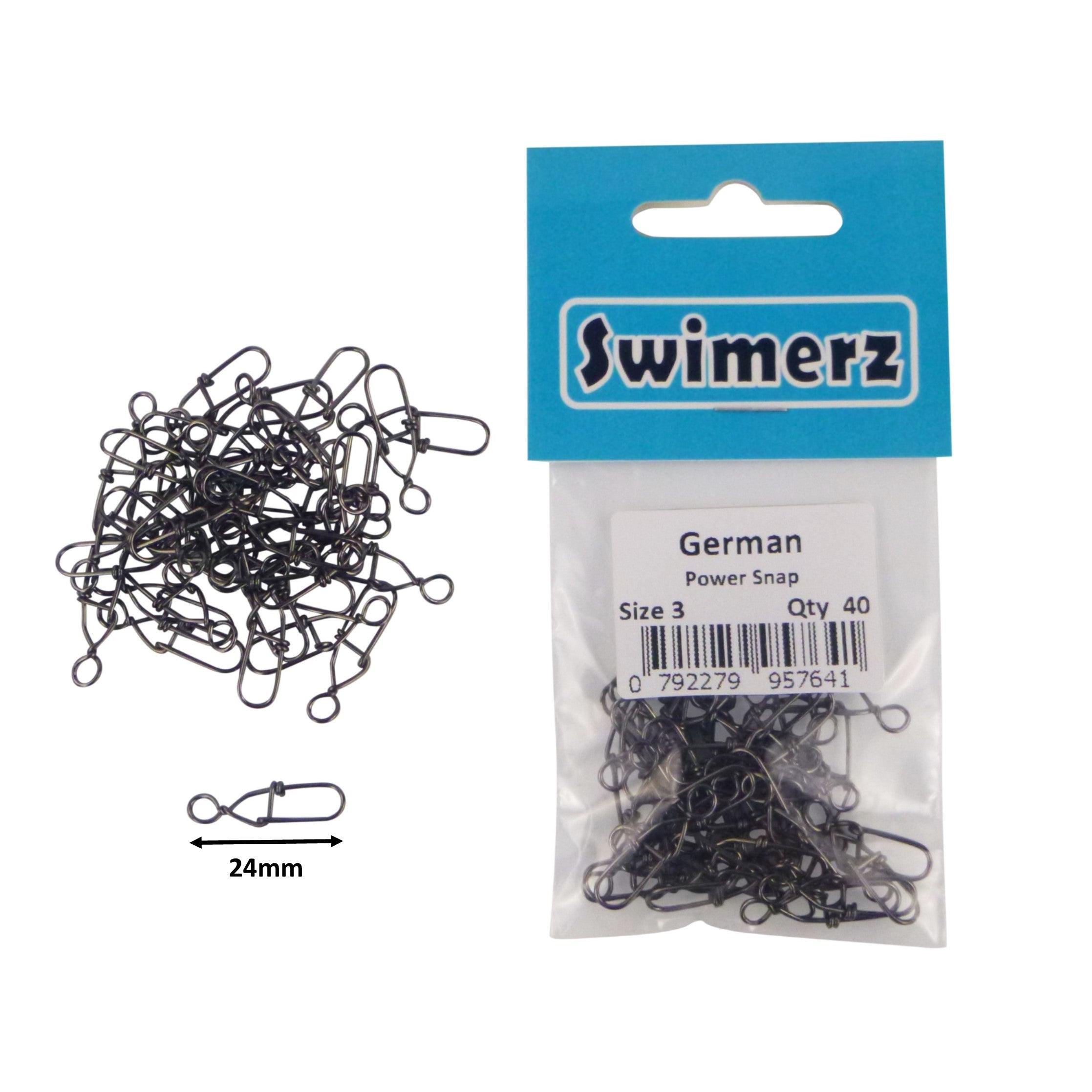 Fishing Tackle: Swimerz German Power Snap, Closed Eye, size 3, 40 pack