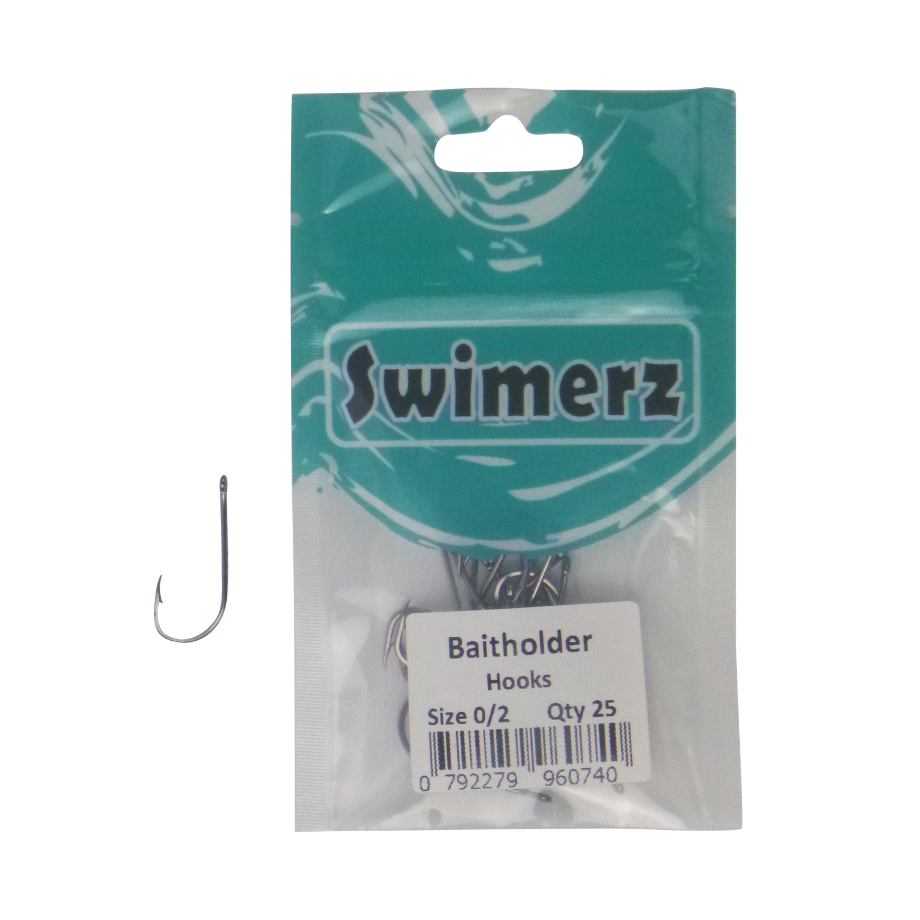 Fishing Tackle: Swimerz 0/2 Baitholder Hook, Qty 25