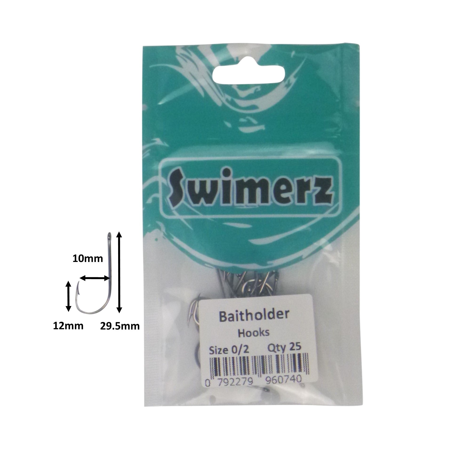 Fishing Tackle: Swimerz 0/2 Baitholder Hook, Qty 25