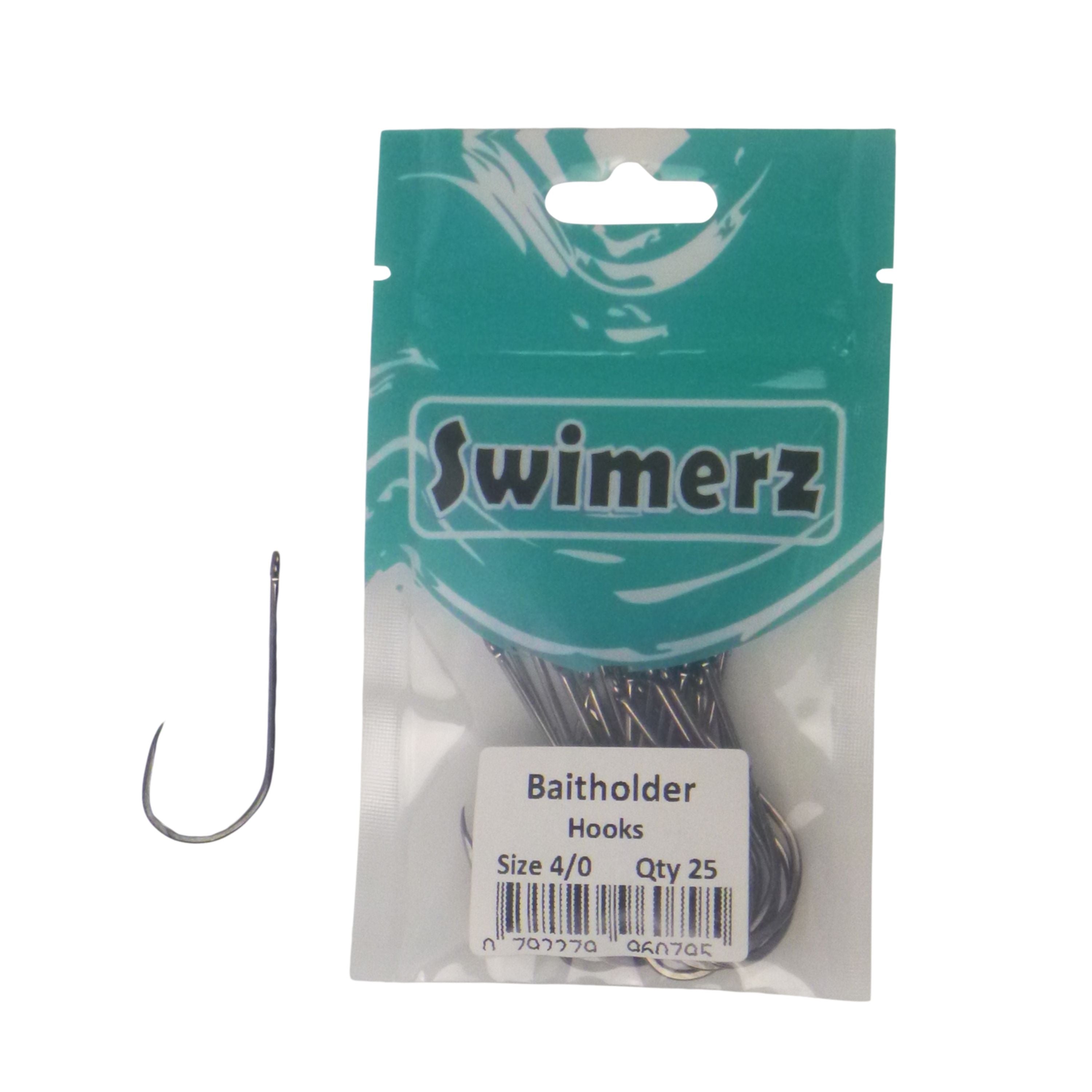 Fishing Tackle: Swimerz 4/0 Baitholder Hook, Qty 25