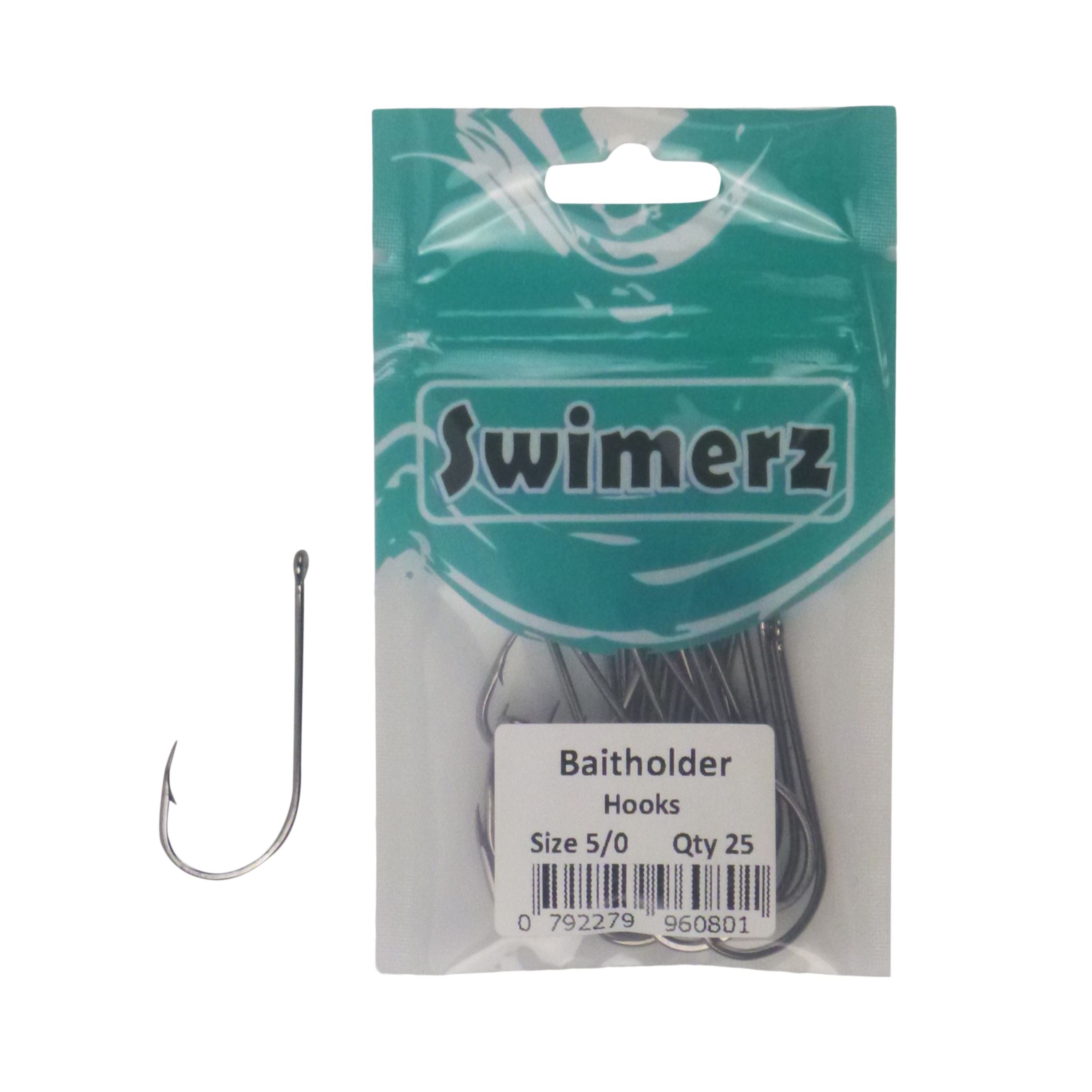Fishing Tackle: Swimerz 5/0 Baitholder Hook, Qty 25