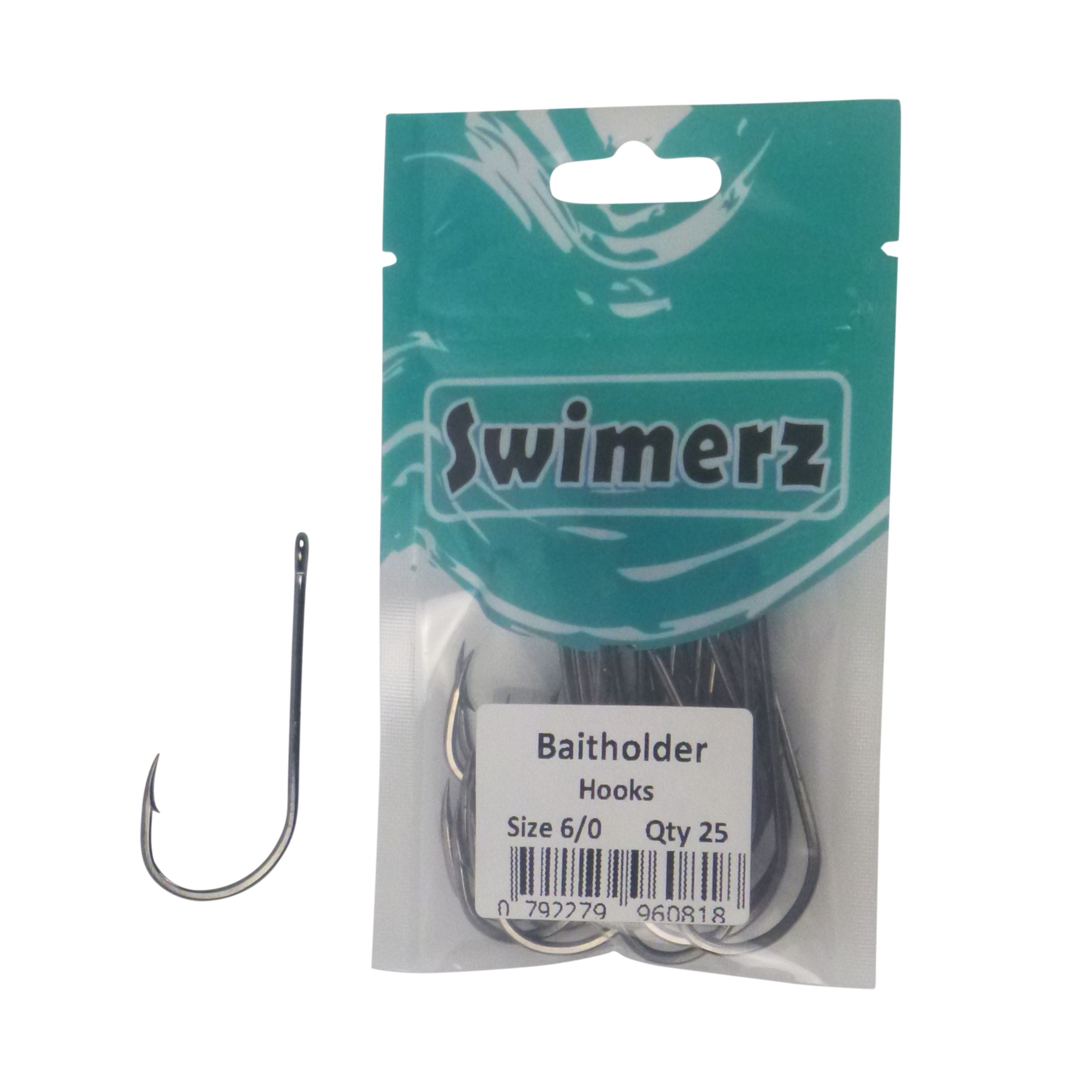 Fishing Tackle: Swimerz 6/0 Baitholder Hook, Qty 25
