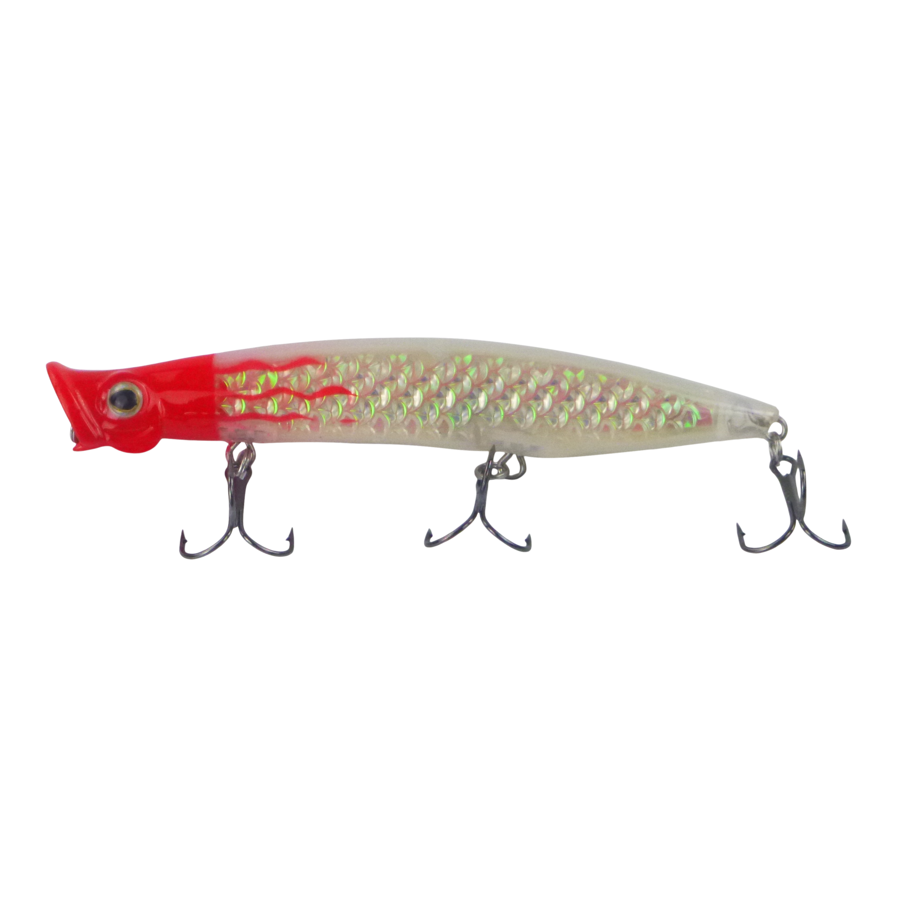 Fishing Tackle: Toppu Mizzu Cupface Popper, 110mm, Silver Red Hex