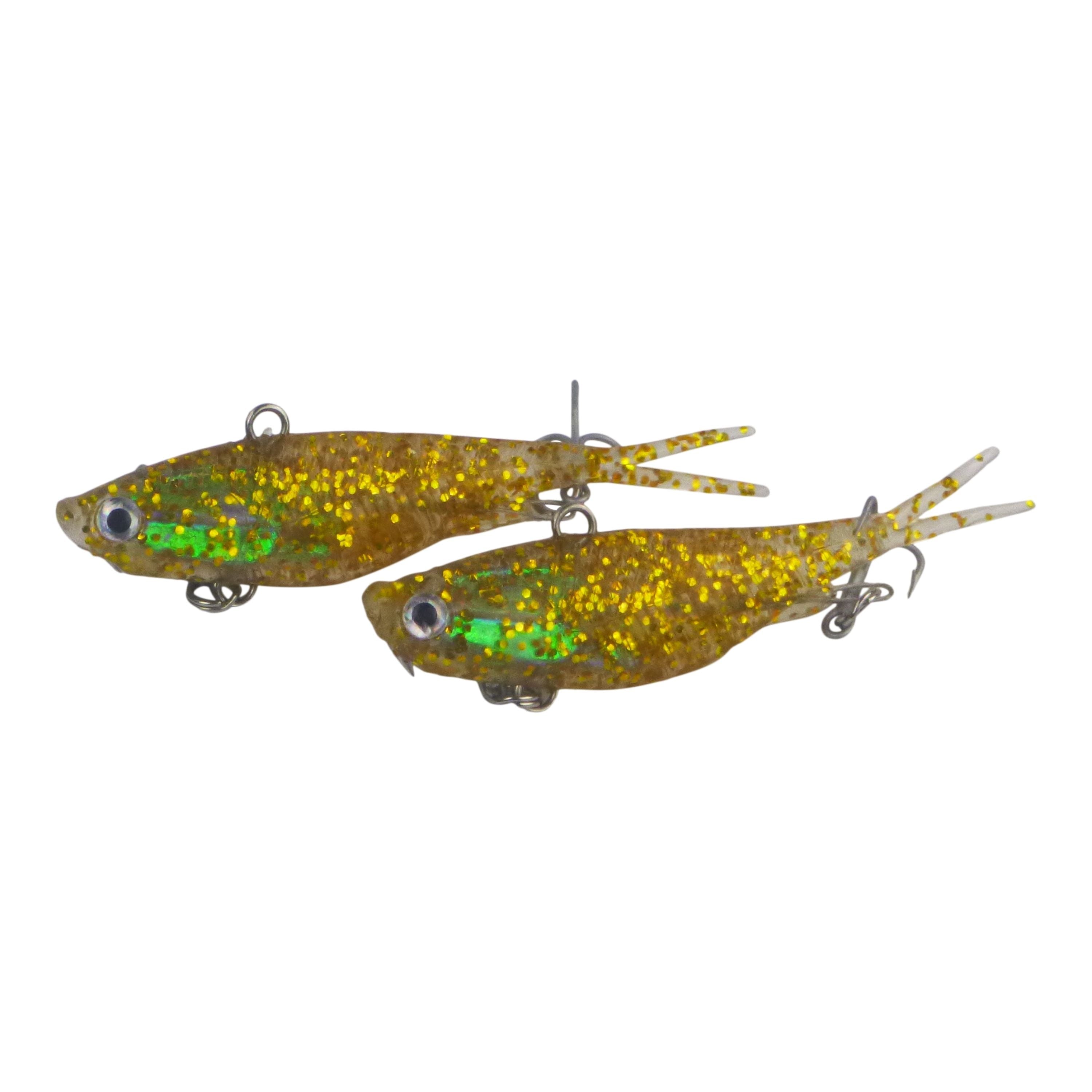 Fishing Tackle: Swimerz 95mm Soft Vibe, Clear Gold, 2 pack