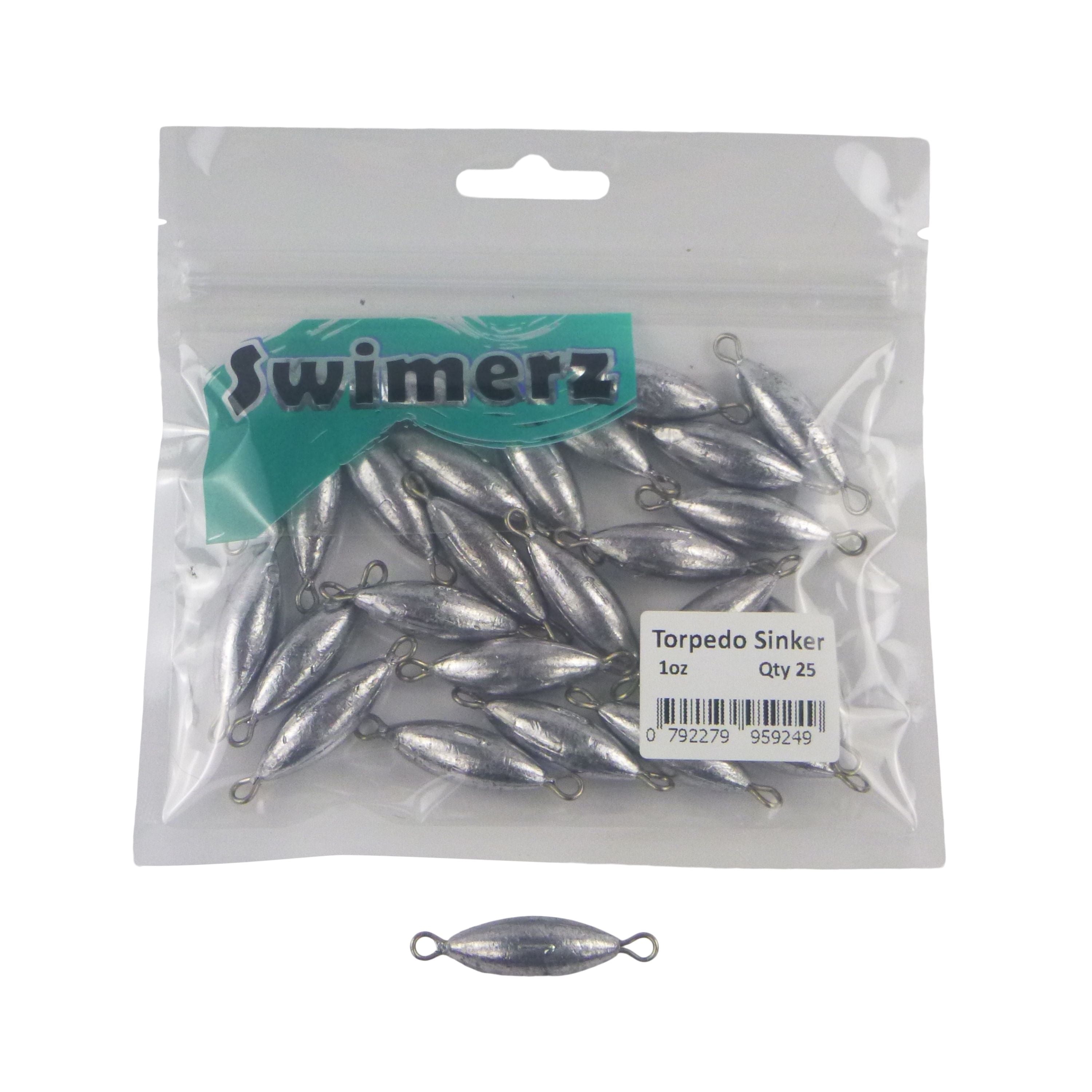 Fishing Tackle: Swimerz 1oz Torpedo Trolling Sinker, Lead 25 Pack