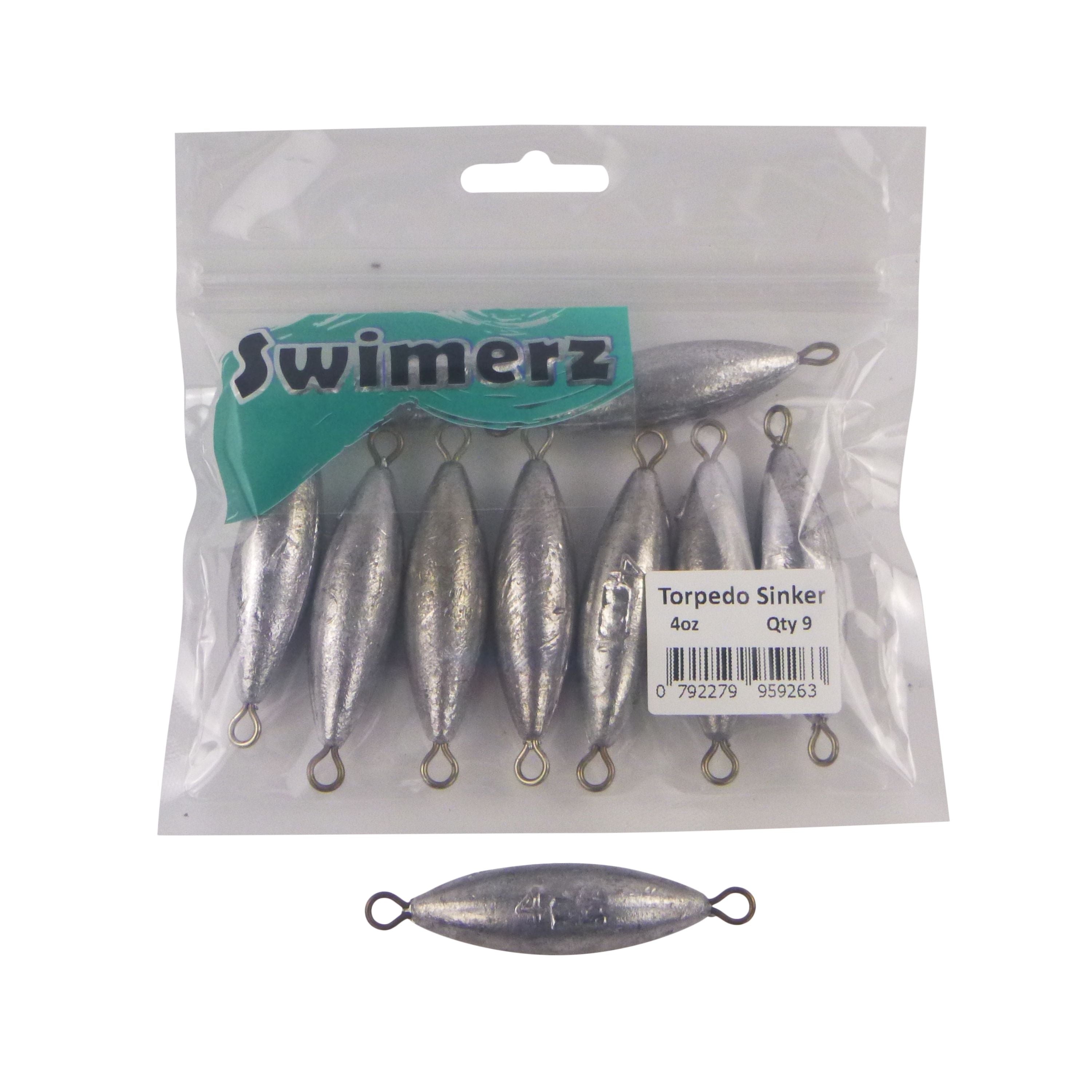 Fishing Tackle: Swimerz 4oz Torpedo Trolling Sinker, Lead 9 Pack