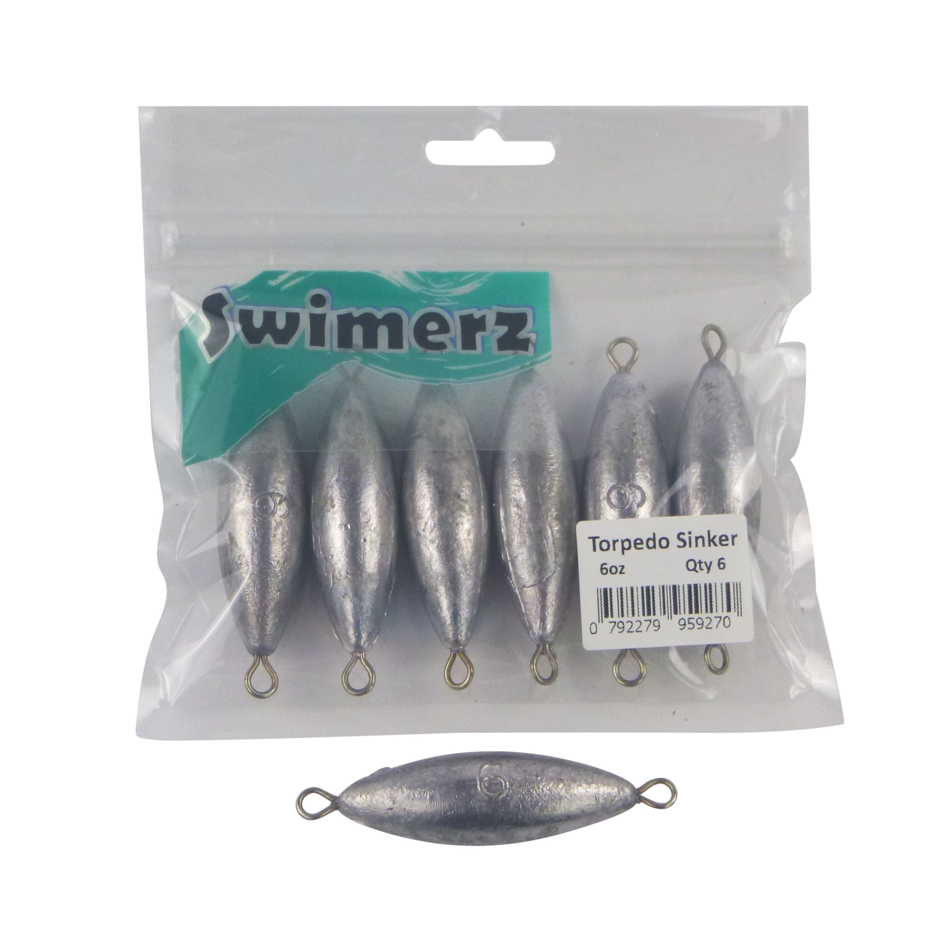 Fishing Tackle: Swimerz 6oz Torpedo Trolling Sinker, Lead 6 Pack