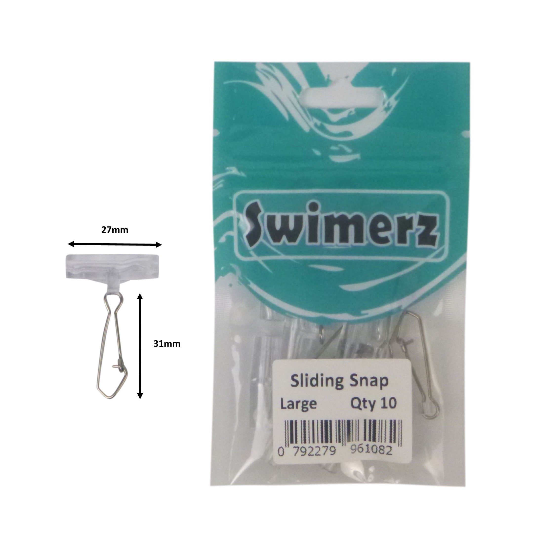 Fishing Tackle: Swimerz Sliding Snaps, Size Large, 25 pack