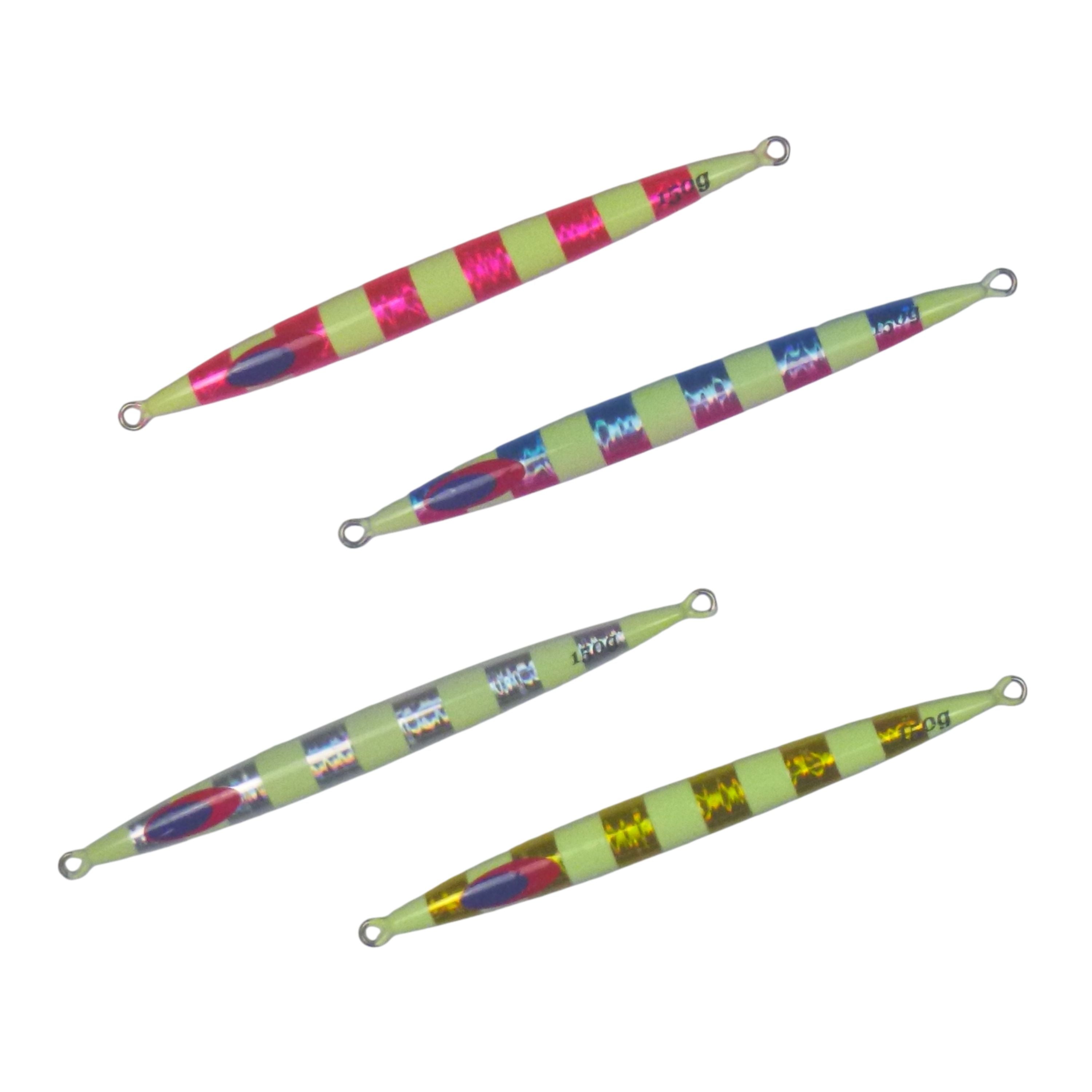 Fishing Tackle: Finesse Lumo Fastdrop Jig, 150gm, Silver Stripe, Qty 2