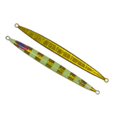 Fishing Tackle: Finesse Lumo Fastdrop Jig, 250gm, Gold Stripe, Qty 2