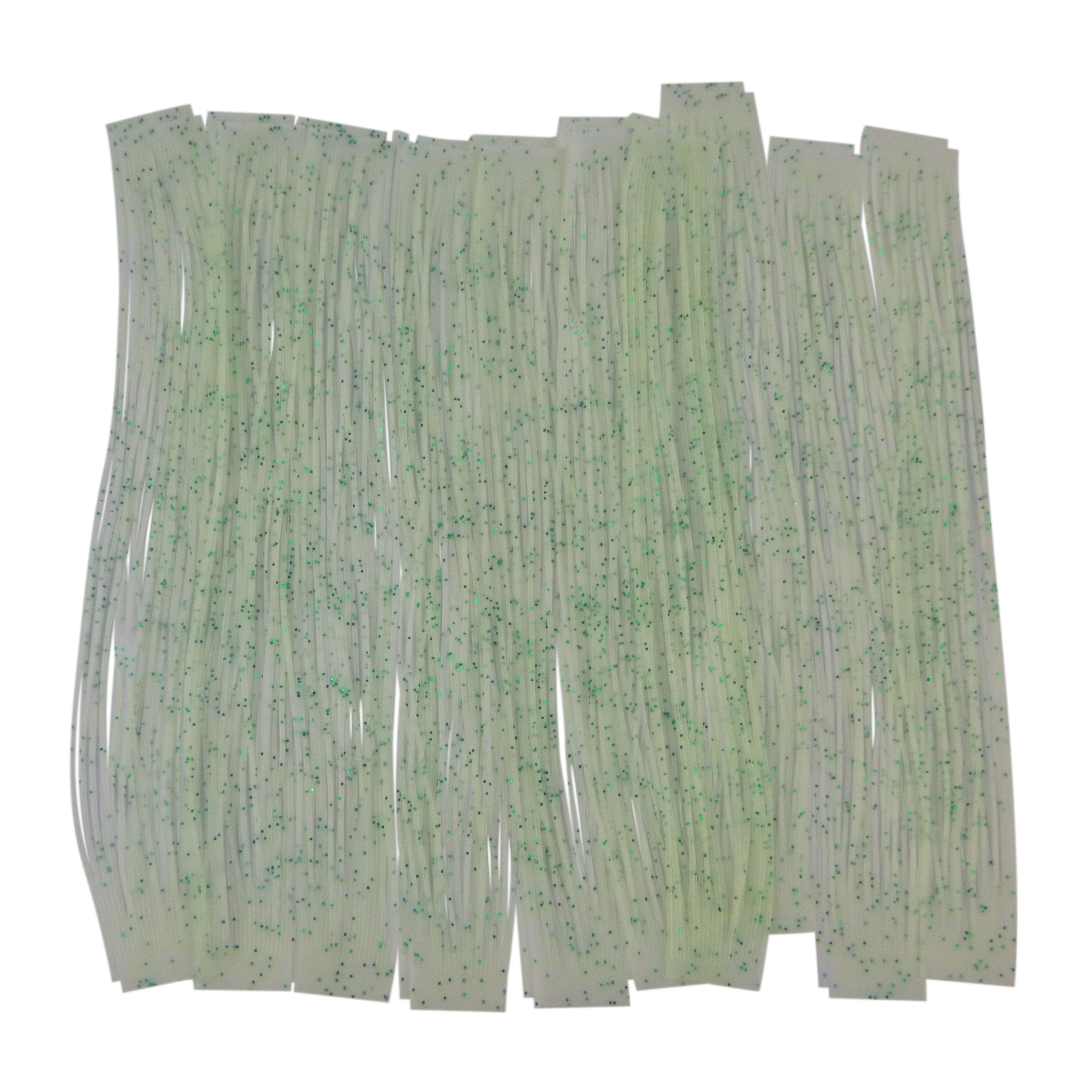 Fishing Tackle: Artizan 22 strand silicon skirt, Lumo White with Green Flake, Pack of 20