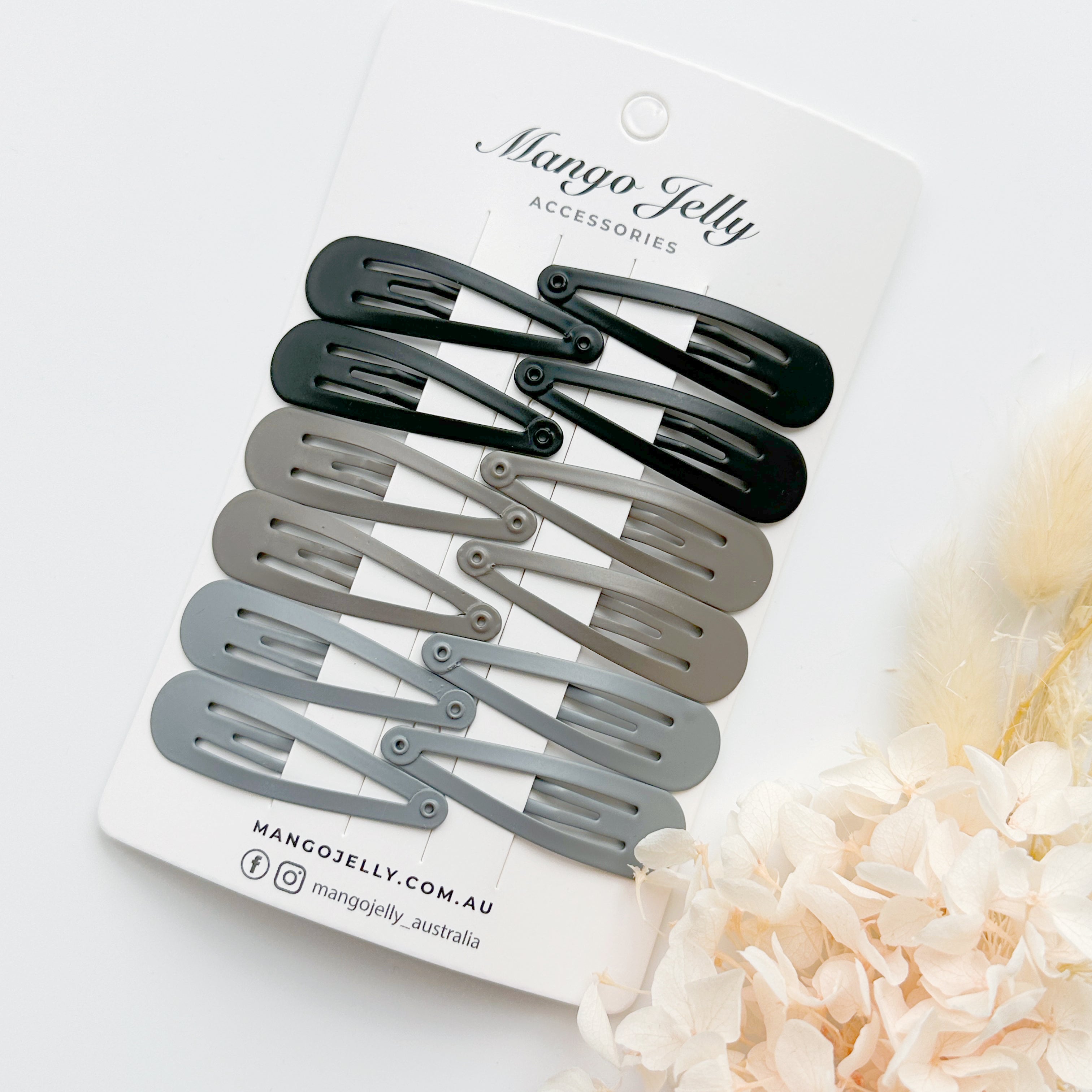 Women's Accessories: Essential Snap Hair clips - Black - 6 Pieces