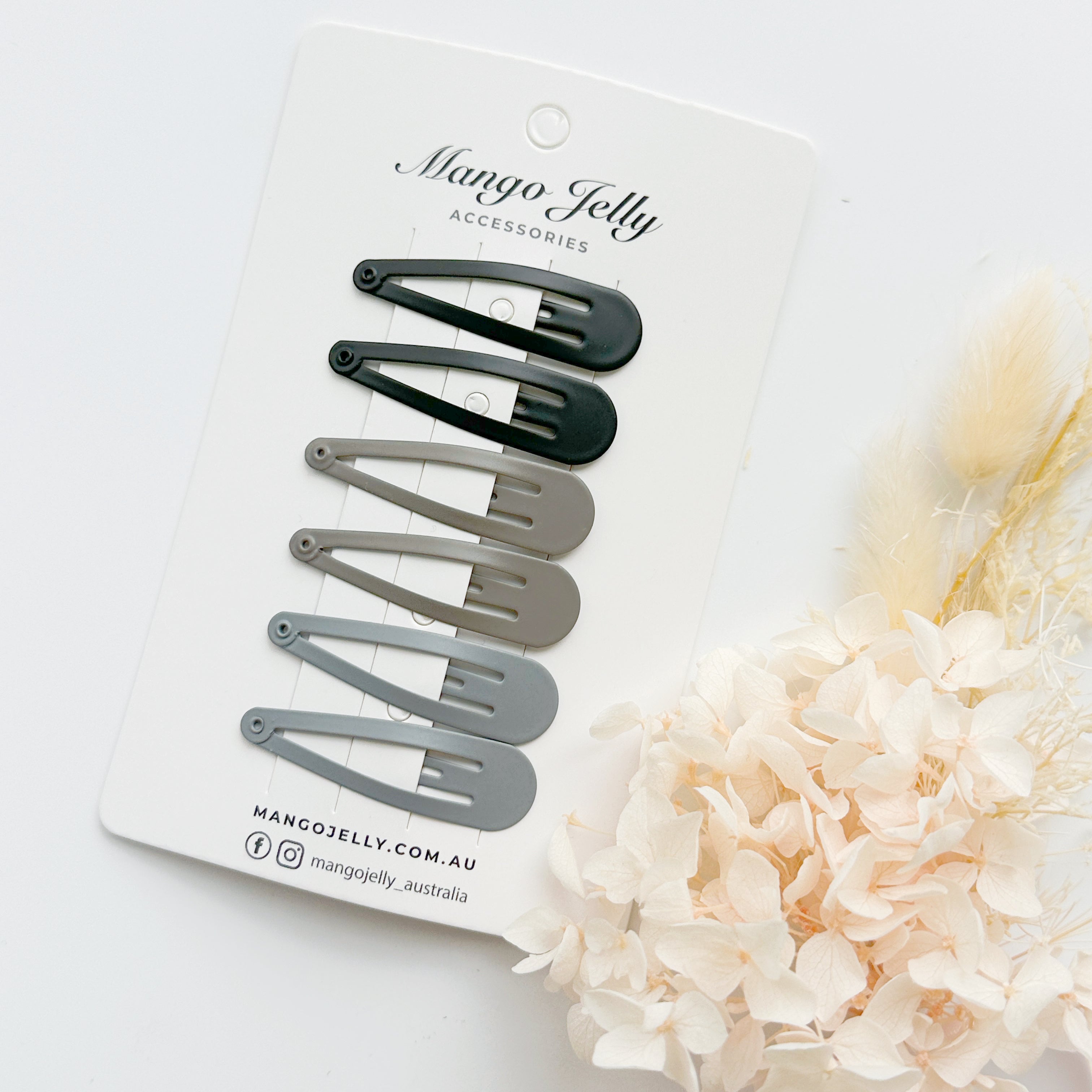Women's Accessories: Essential Snap Hair clips - Black - 6 Pieces