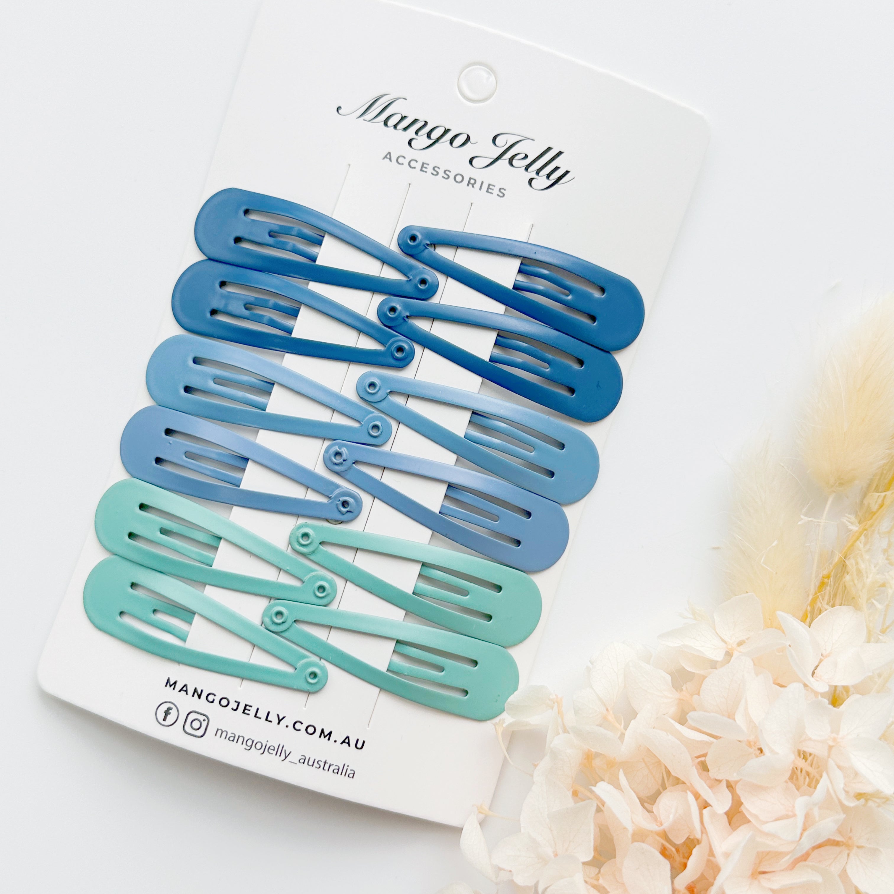 Women's Accessories: Essential Snap Hair clips - Blue - 12 Pieces