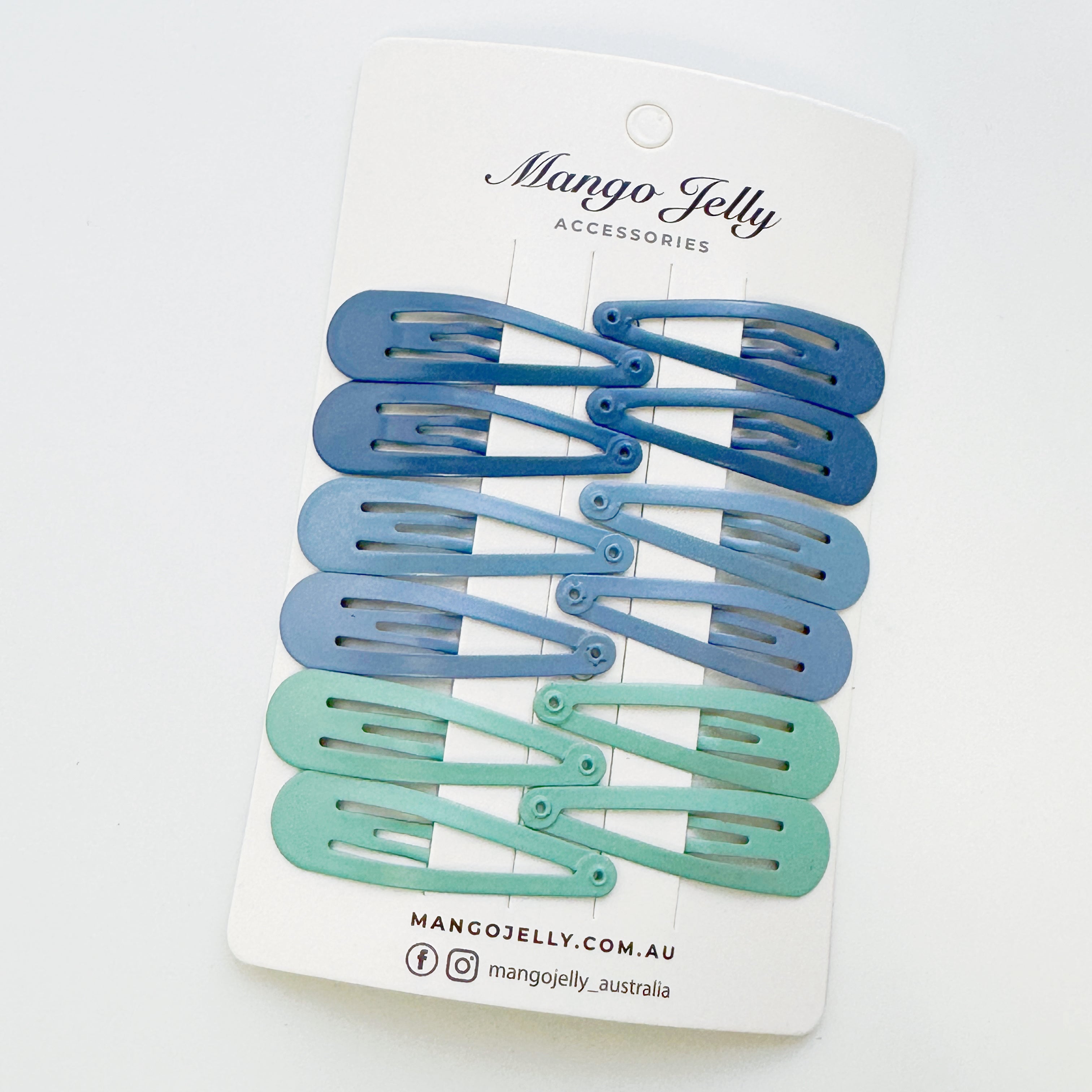 Women's Accessories: Essential Snap Hair clips - Blue - 12 Pieces