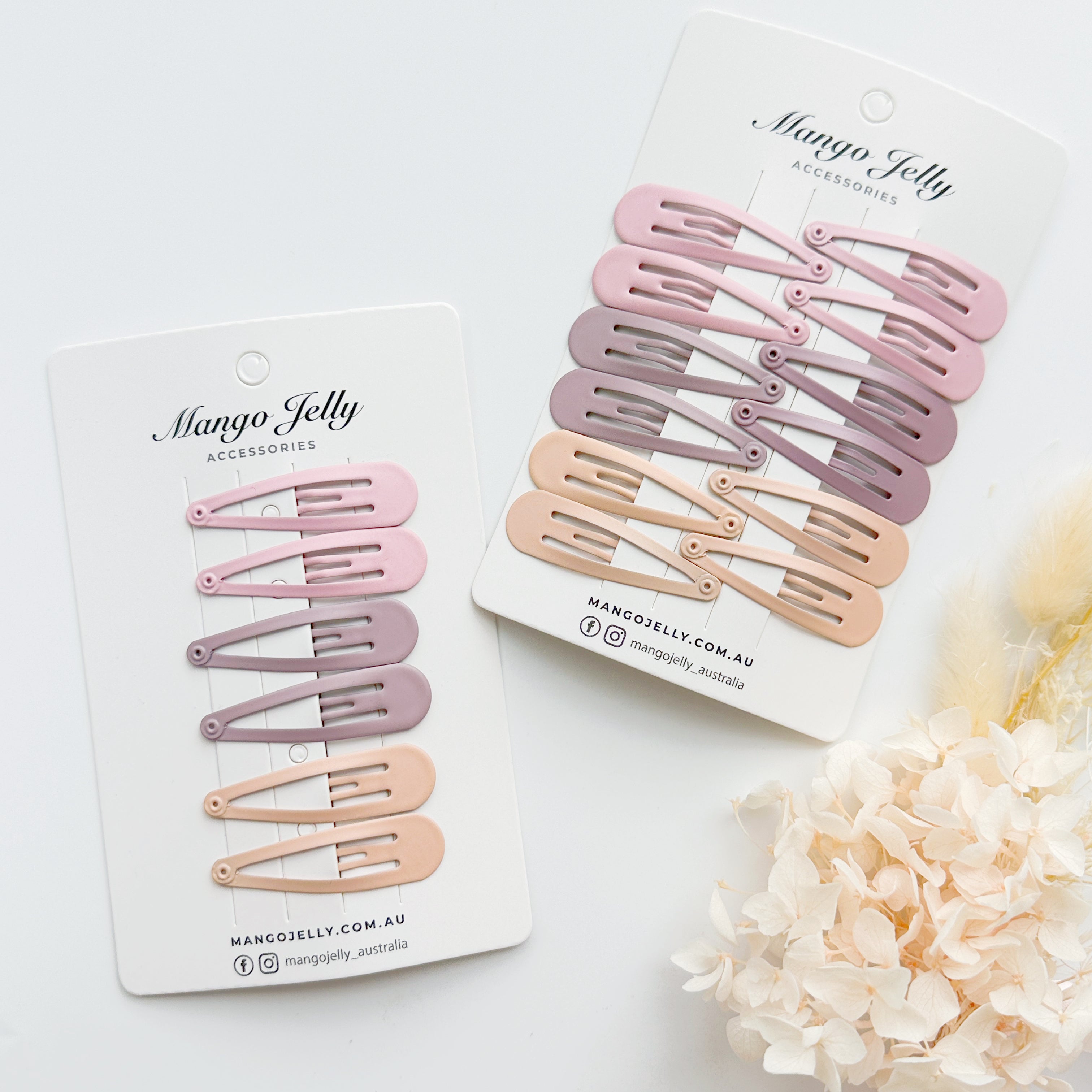 Women's Accessories: Essential Snap Hair clips - Dusty Pink - 6 Pieces
