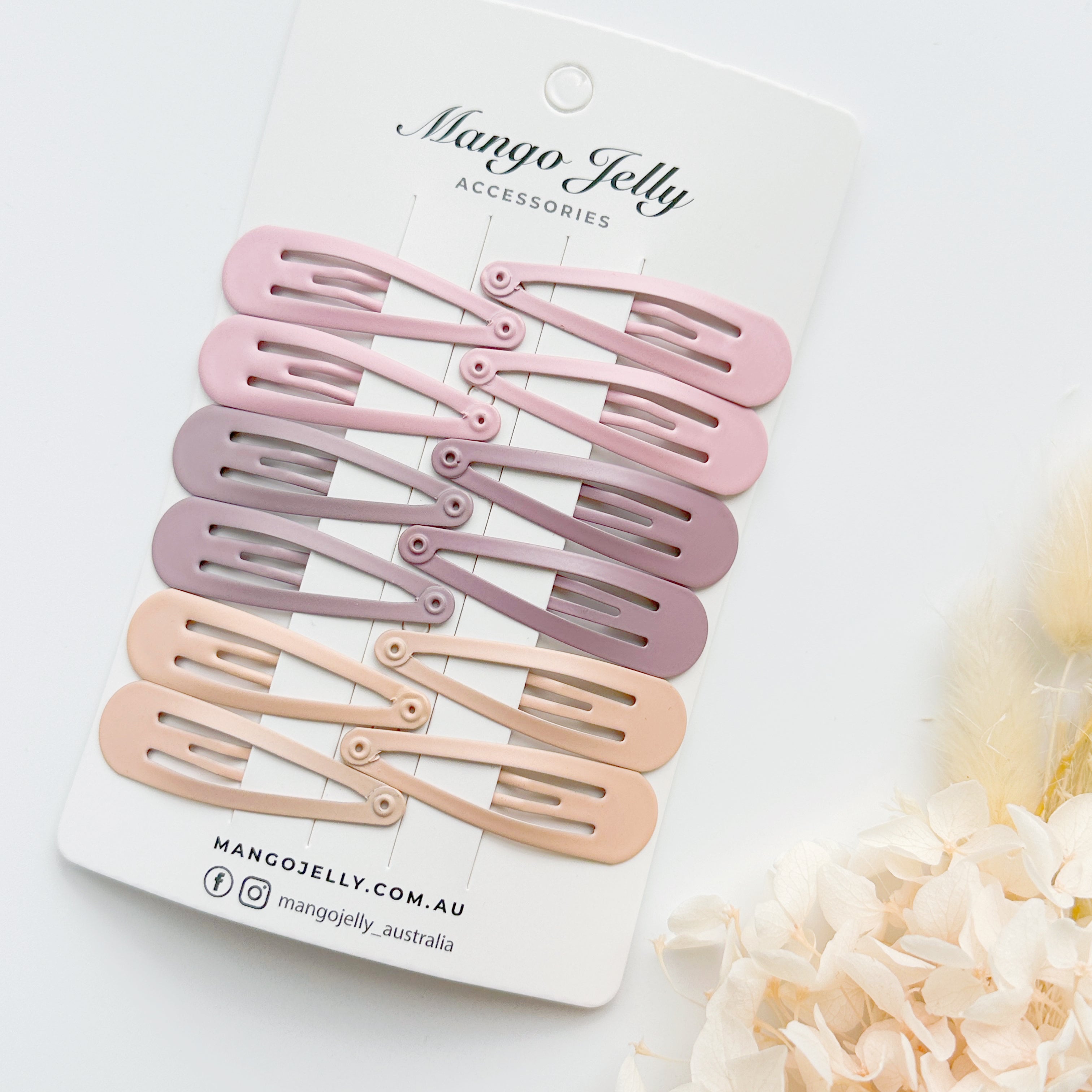 Women's Accessories: Essential Snap Hair clips - Dusty Pink - 6 Pieces