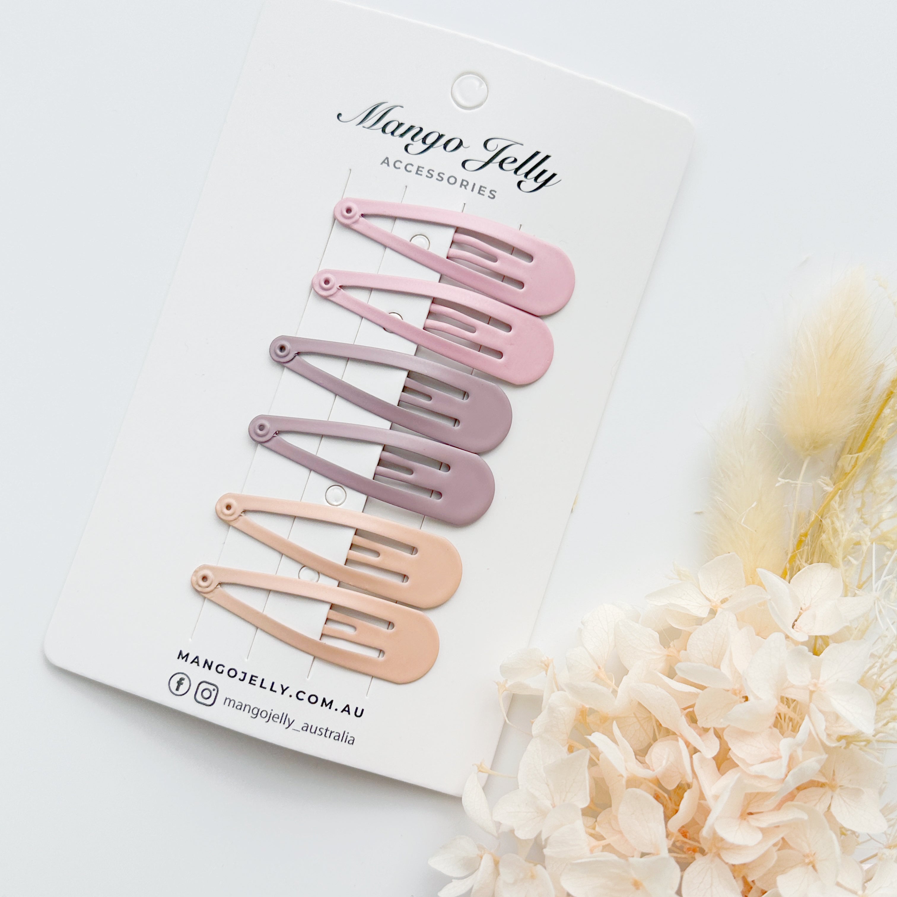 Women's Accessories: Essential Snap Hair clips - Dusty Pink - 6 Pieces