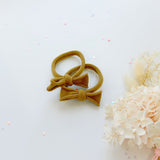 Women's Accessories: Handmade Simple Bow metal free hair ties -Mustard - 1 Pairs - Grey