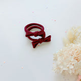 Women's Accessories: Handmade Simple Bow metal free hair ties -Mustard - 1 Pairs - Maroon