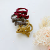 Women's Accessories: Handmade Simple Bow metal free hair ties -Mustard - 1 Pairs - Mustard
