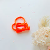 Women's Accessories: Handmade Simple Bow metal free hair ties - Neon - 1 Pairs - Neon Orange