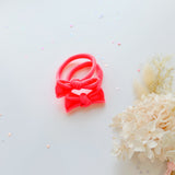 Women's Accessories: Handmade Simple Bow metal free hair ties - Neon - 1 Pairs - Neon Yellow