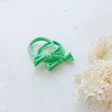 Women's Accessories: Handmade Simple Bow metal free hair ties -Sky - 1 Pairs - Pastel Green