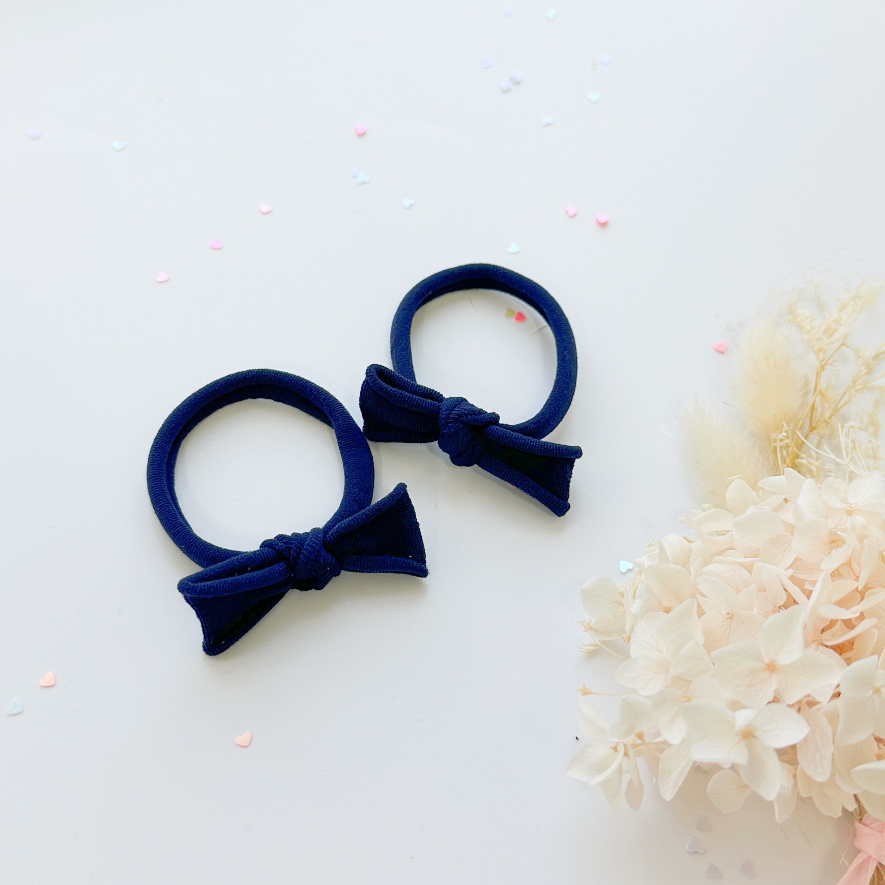 Women's Accessories: Handmade Simple Bow metal free hair ties - Violet - 1 Pairs - Royal Blue