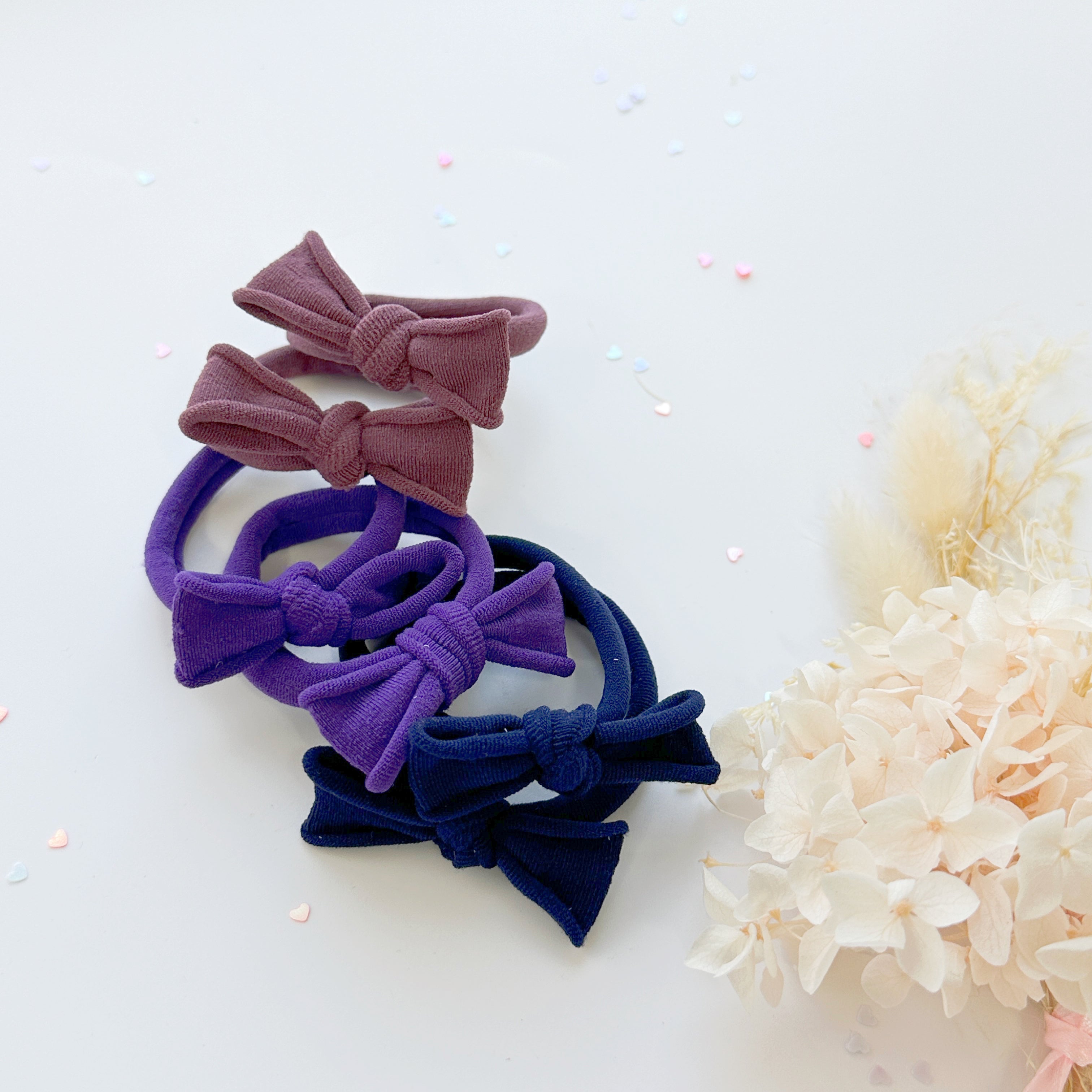 Women's Accessories: Handmade Simple Bow metal free hair ties - Violet - 1 Pairs - Royal Blue