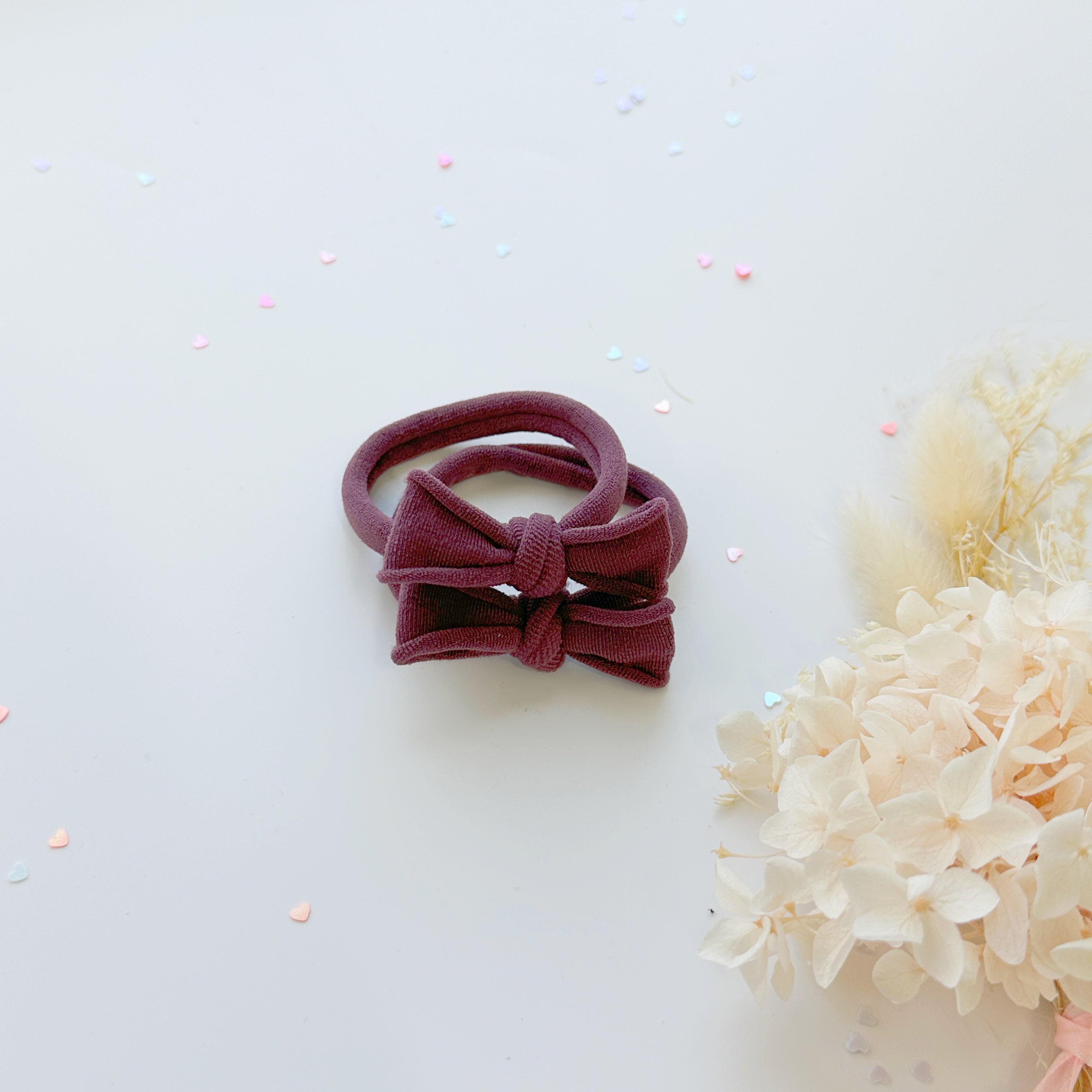 Women's Accessories: Handmade Simple Bow metal free hair ties - Violet - 1 Pairs - Violet