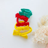 Women's Accessories: Handmade Simple Bow metal free hair ties -POP - 1 Pairs - Yellow