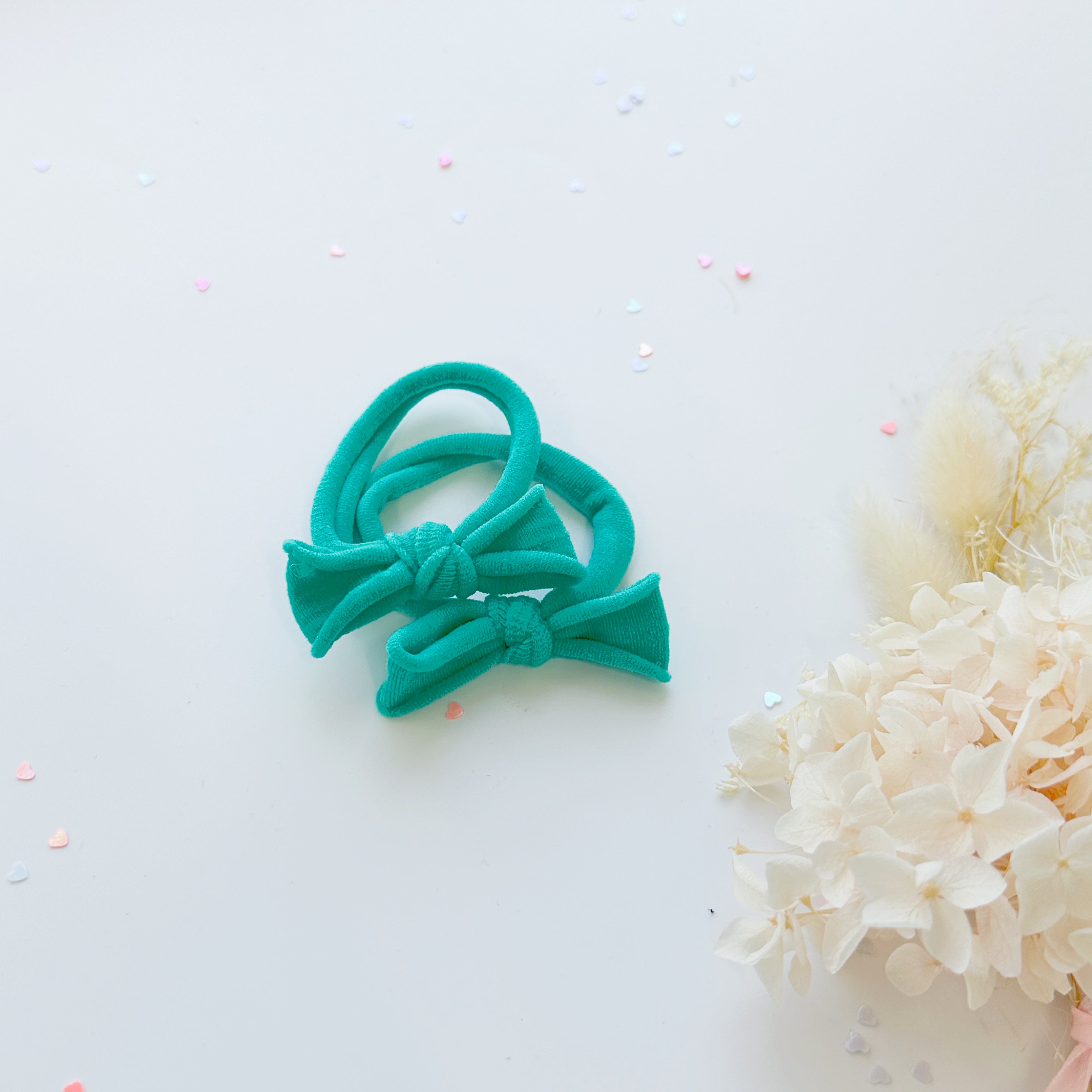 Women's Accessories: Handmade Simple Bow metal free hair ties -POP - 1 Pairs - Yellow
