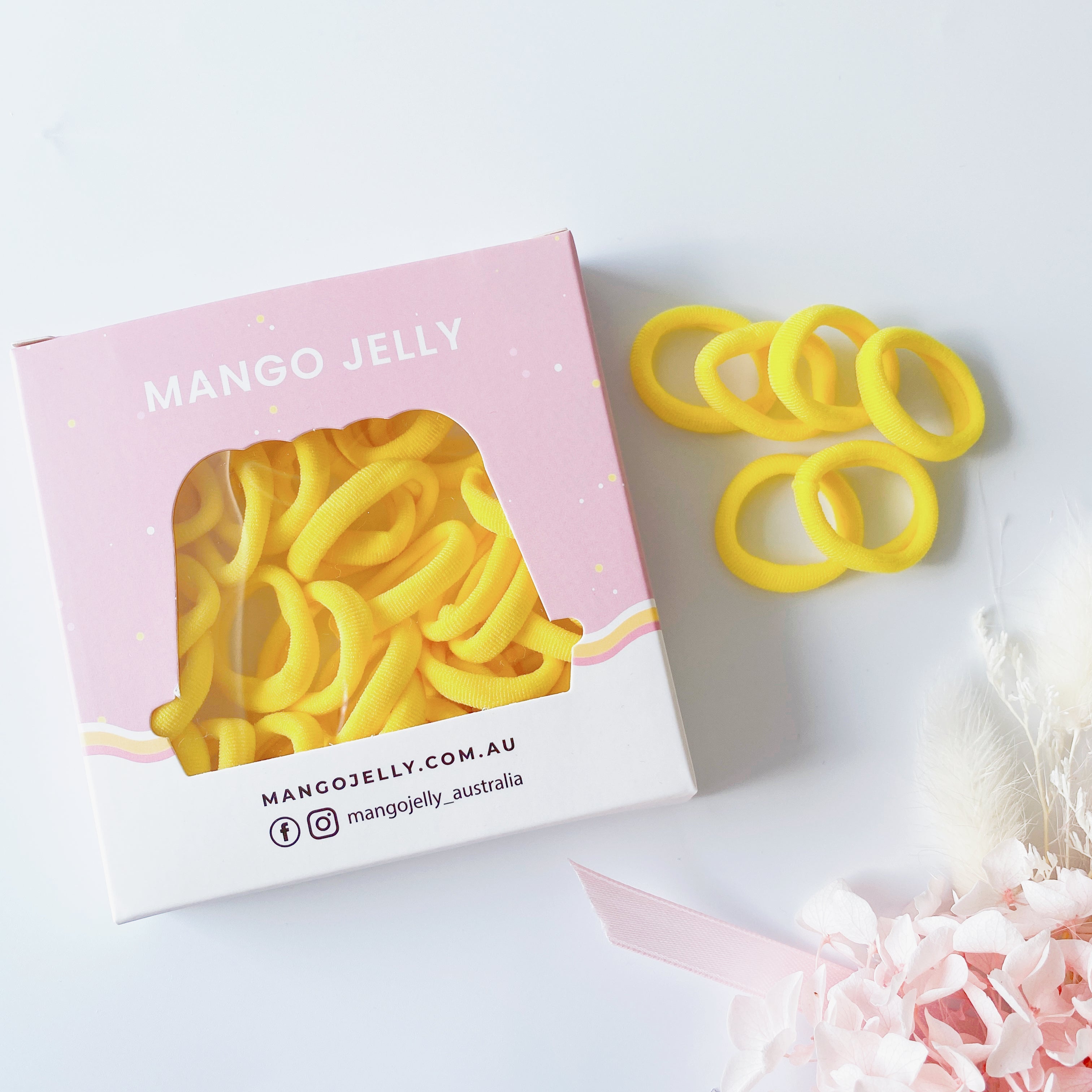 Women's Accessories: MANGO JELLY Metal Free Hair Ties (3cm) - School Colour Yellow 36P - One Pack