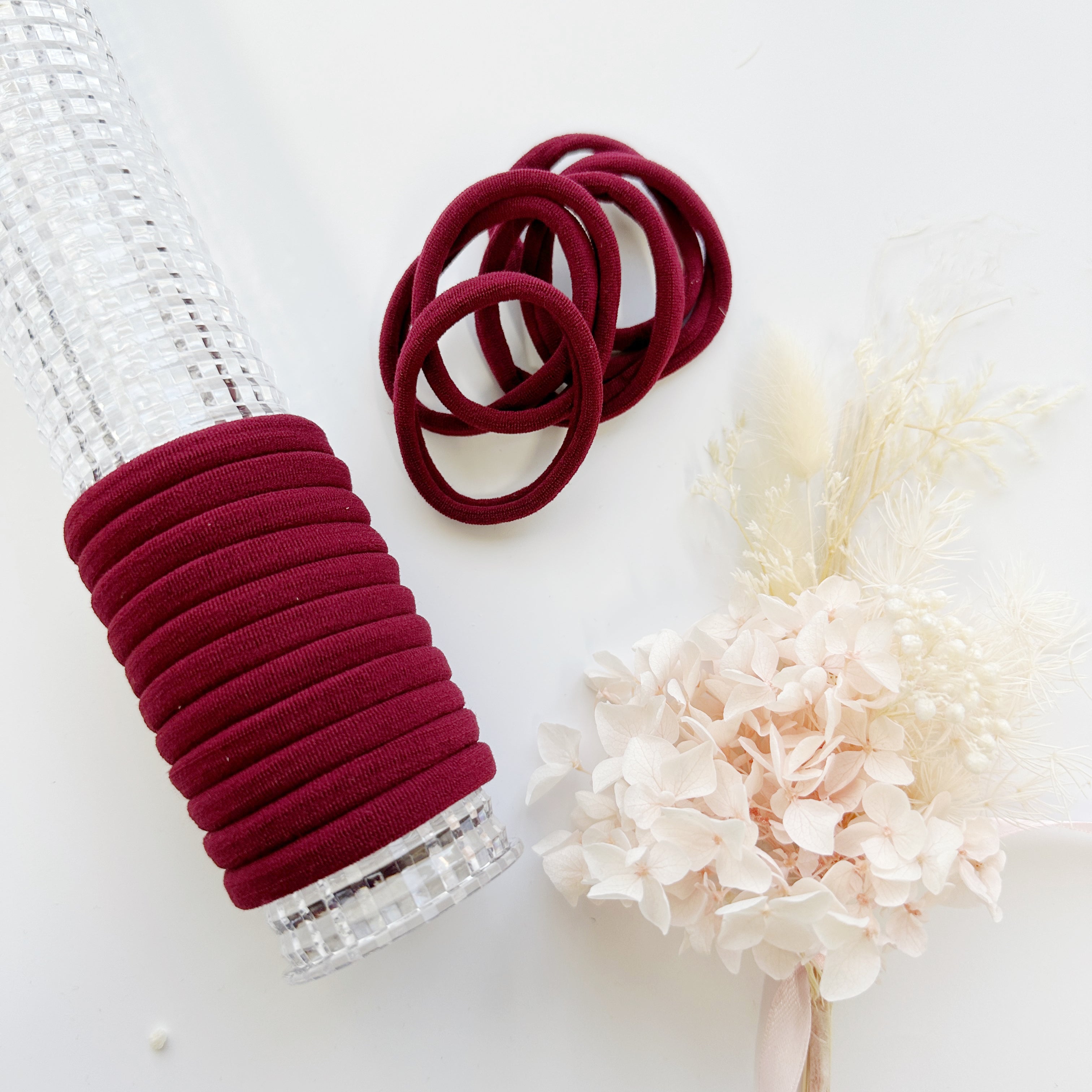 Women's Accessories: MANGO JELLY Metal Free Hair ties (4.5cm) - School Colour Maroon 10P - One Pack