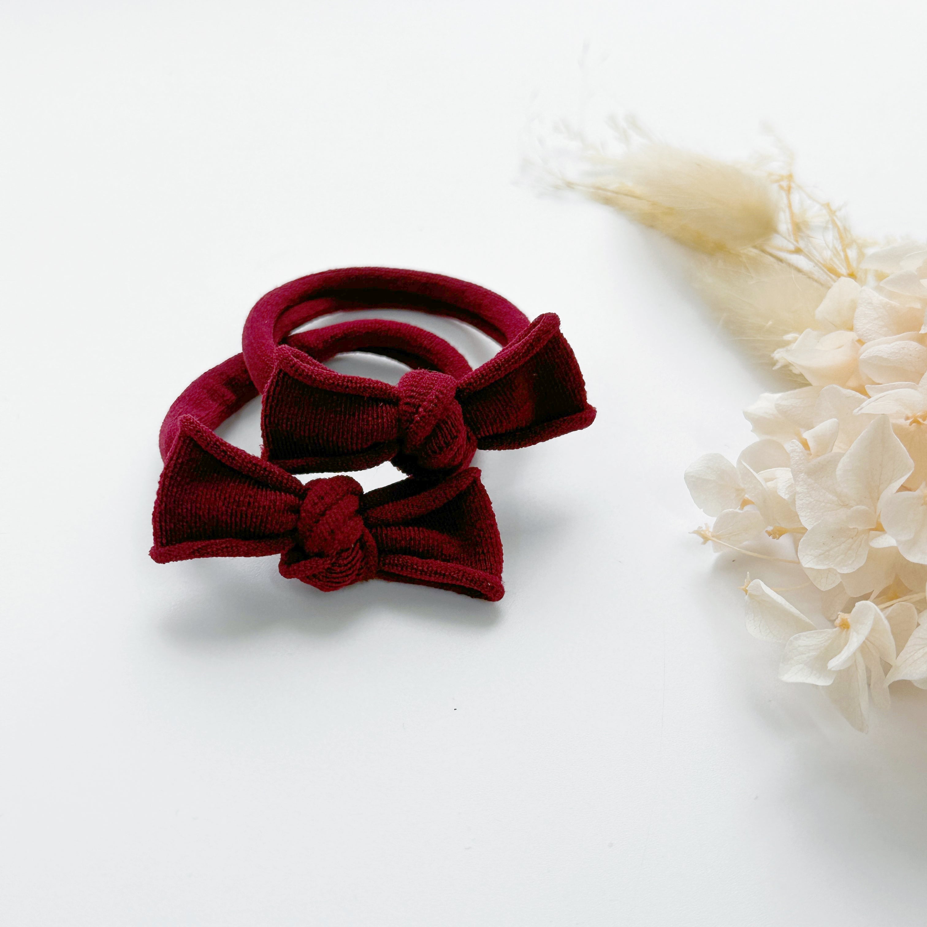 Women's Accessories: Handmade Simple Bows - School colours - Maroon - 3 pairs (save 15%)