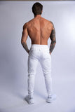 Men's Sweats & Trackpants: HARD HITTERS SLIM FIT TERRY JOGGERS WHITE MEDIUM