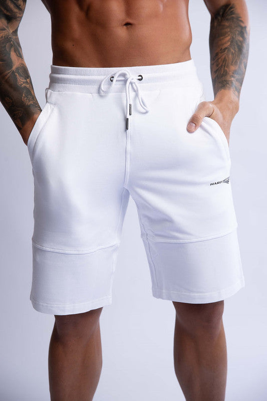 Men's Shorts: HARD HITTERS SLIM FIT TERRY SHORTS WHITE X-LARGE